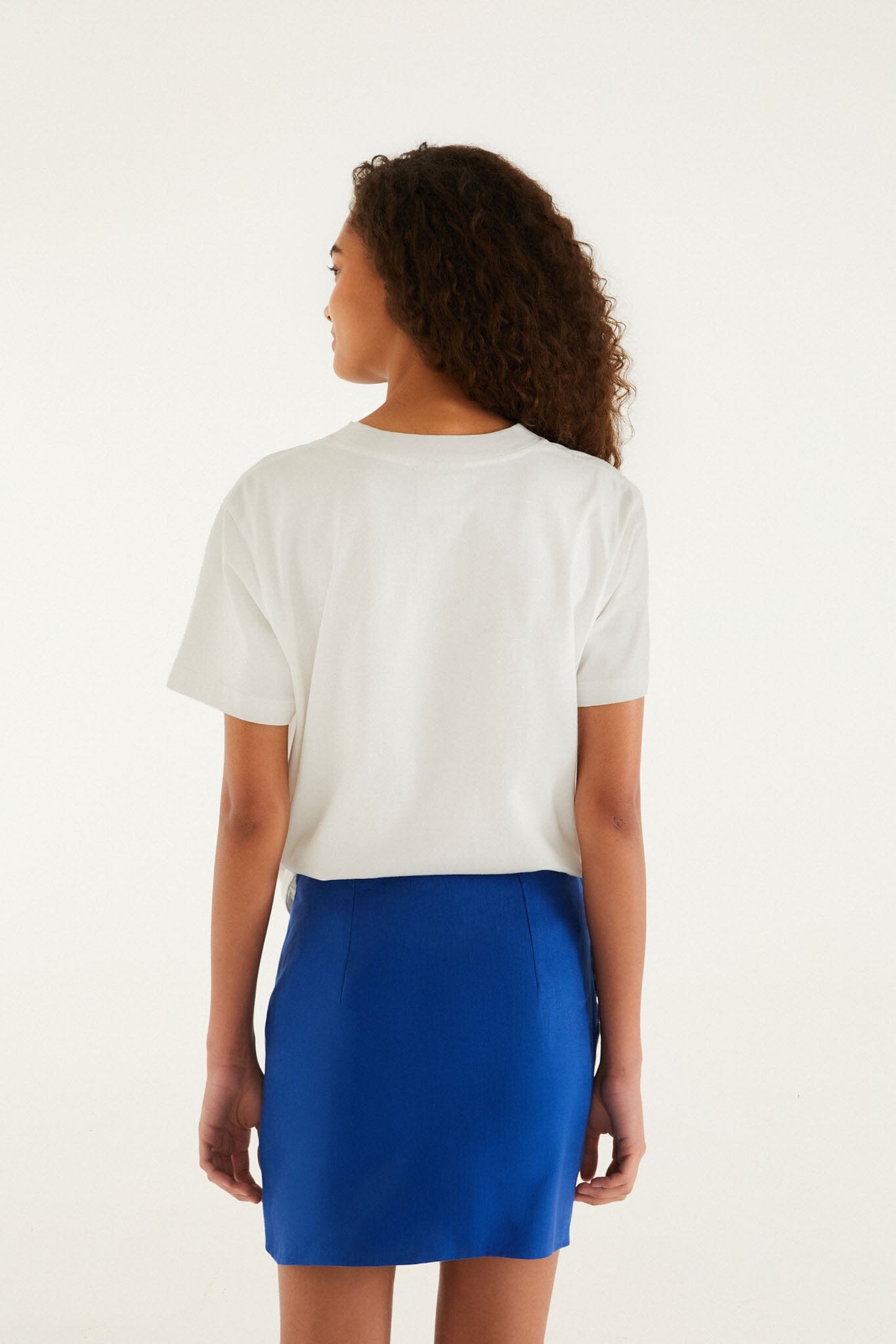 FARM Rio Shop Blue Seahorse Embroidery Euroflax Premium Linen Mini Skirt