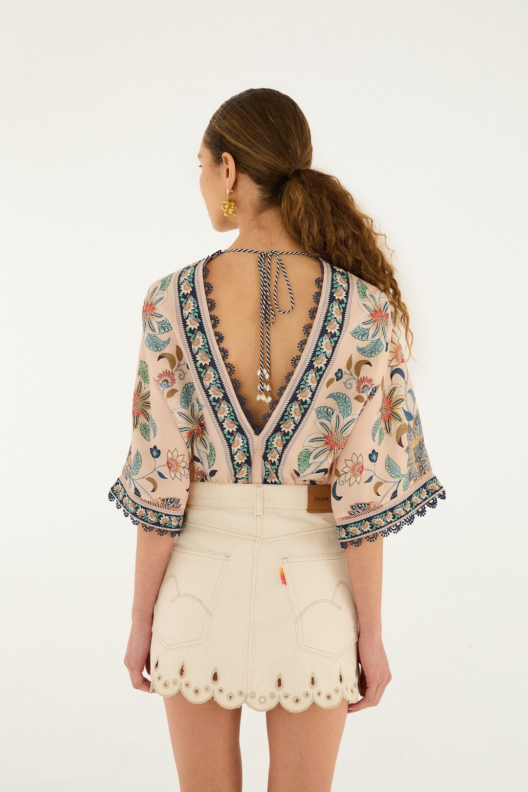 FARM Rio Shop Off-White Canva Scallop Richelieu Skirt