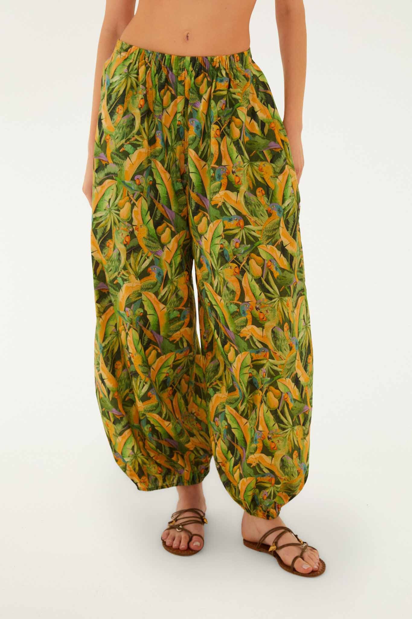 FARM Rio Shop Forest Green Parrots Balloon Pants