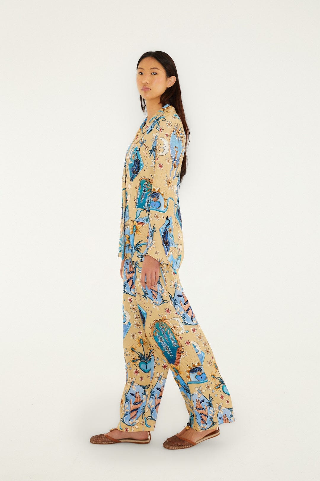 FARM Rio Shop Sand Mystical Wide-Leg Lenzing Ecovero Viscose Pants