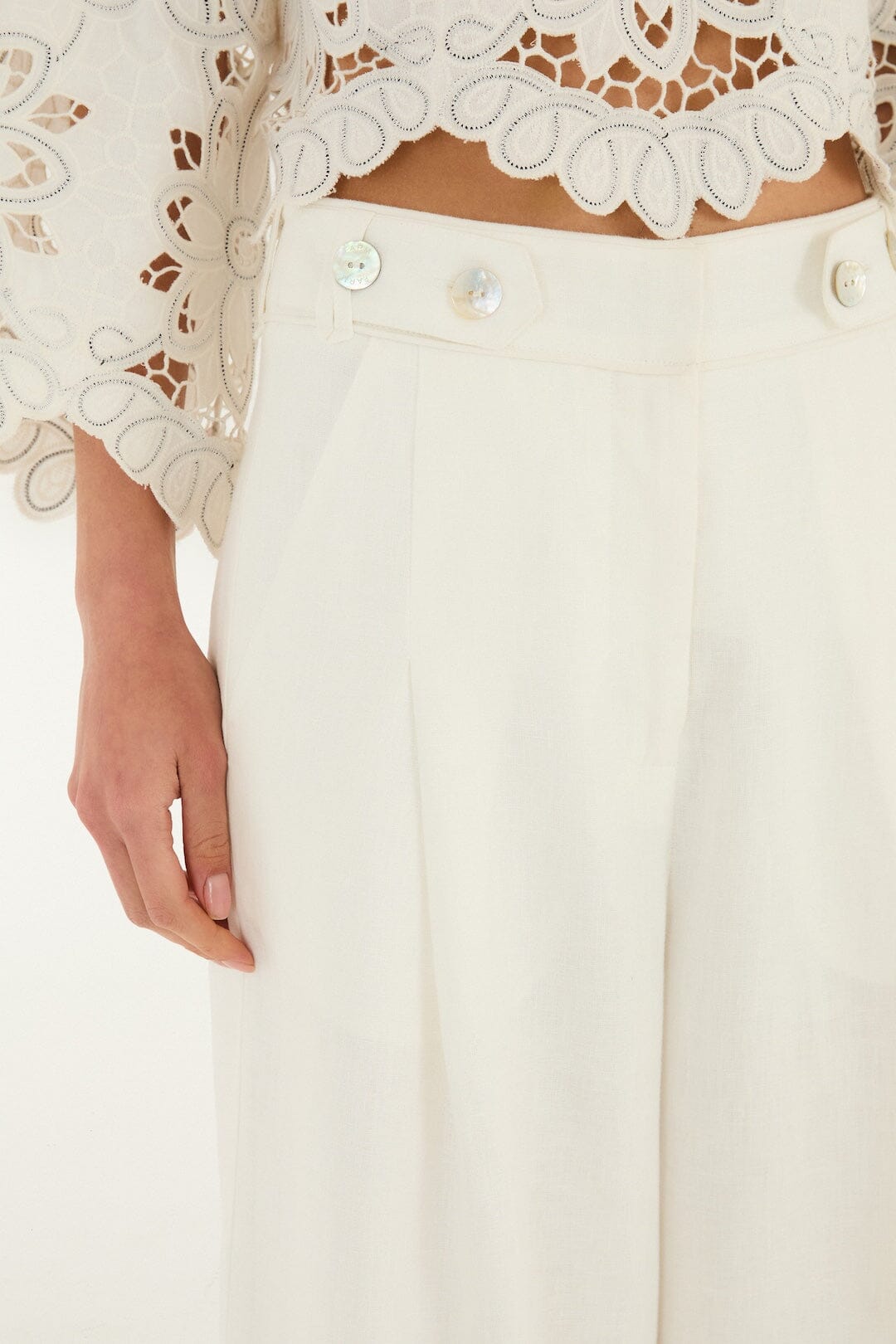 FARM Rio Shop Off-White High Waisted Euroflax Premium Linen Pants