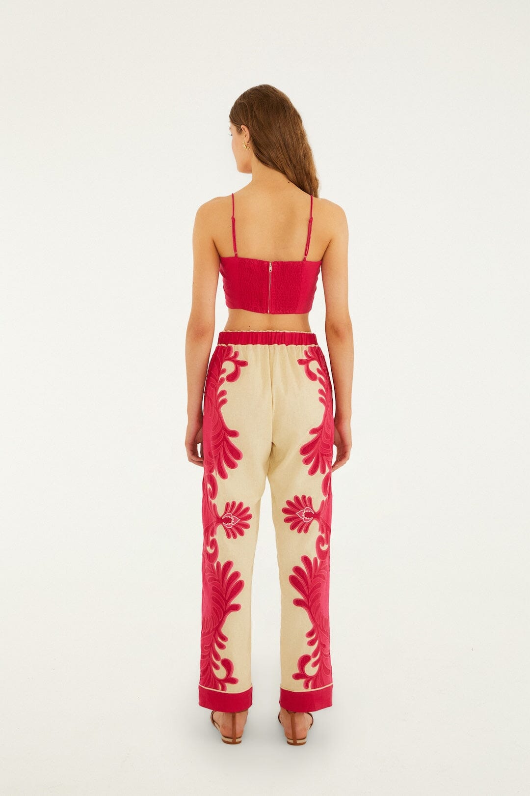 FARM Rio Shop Pink Spring Arabesc Cutwork Lenzing Ecovero Euroflax Pants