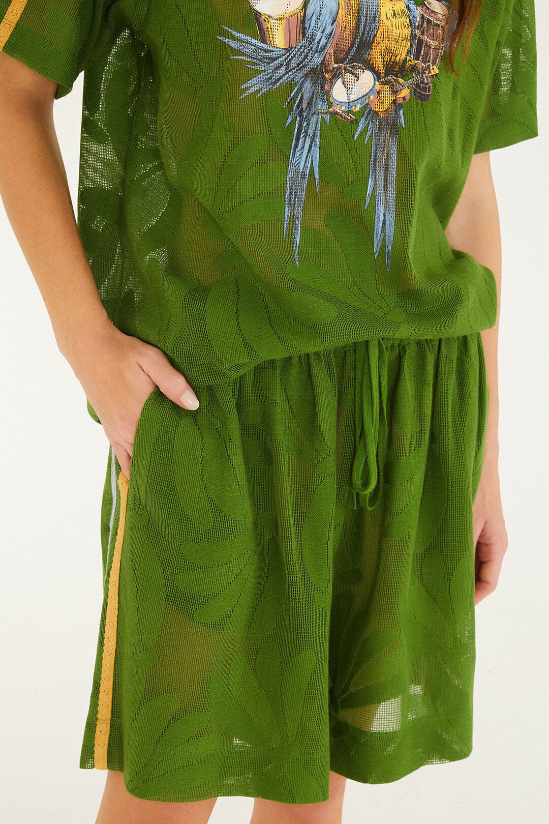 FARM Rio Shop Green Brasil Samba Lace Shorts