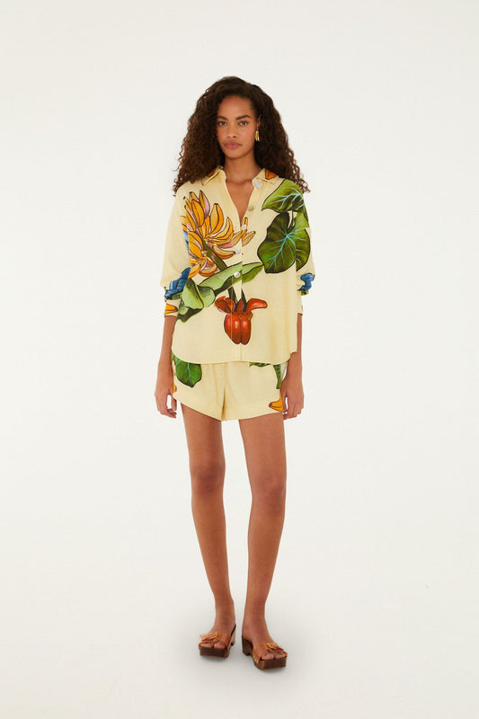 FARM Rio Shop Yellow Banana Grapes Drawstring Lenzing Ecovero Euroflax Shorts