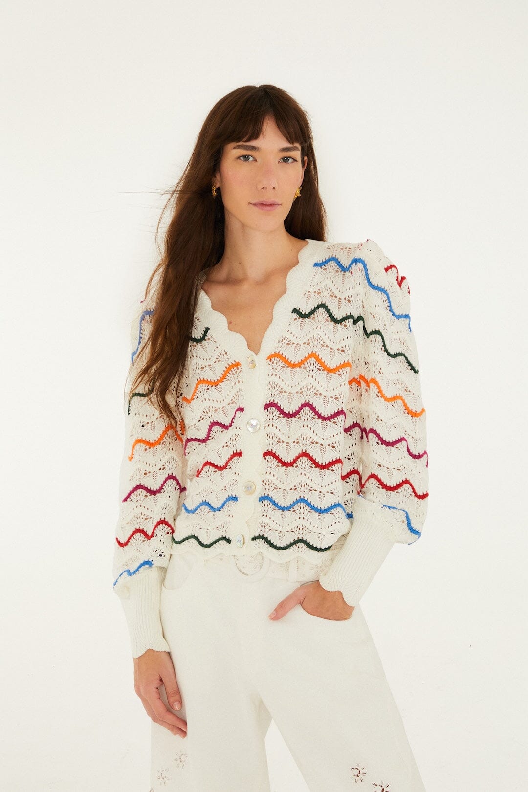 FARM Rio Shop Colorful Stripes Knit Cardigan