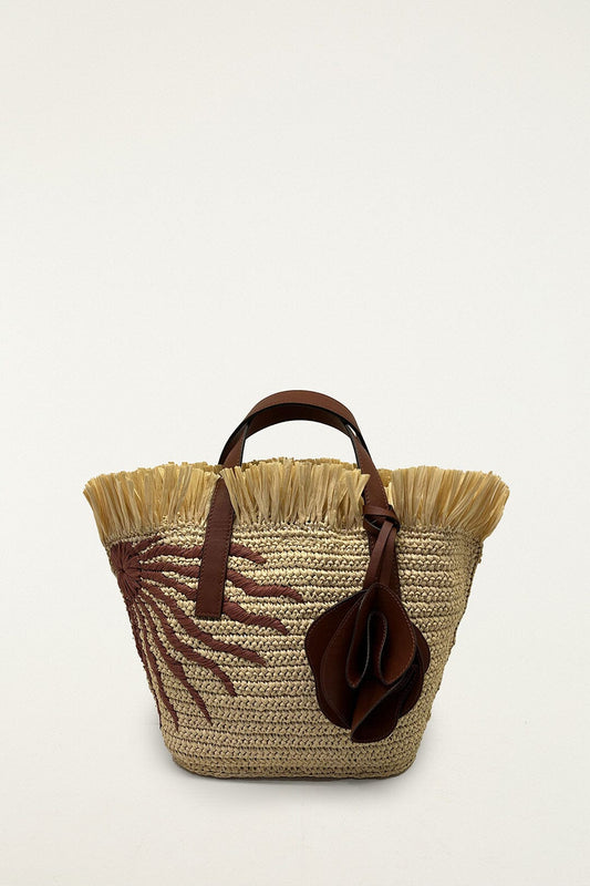 FARM Rio Shop Printed Raffia Mini Basket Bag