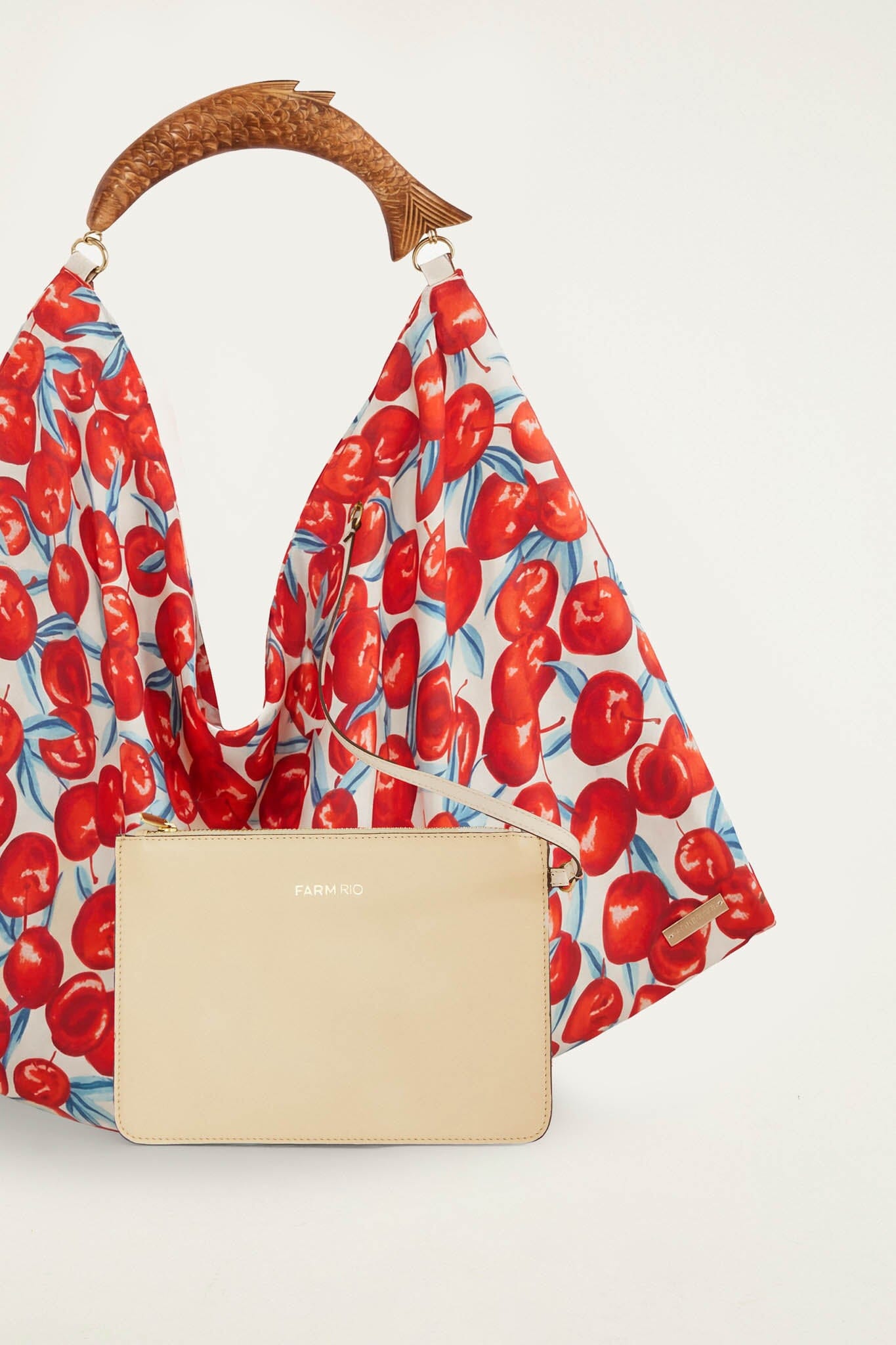 FARM Rio Shop Red Cherry Satin Medium Scarf Bag