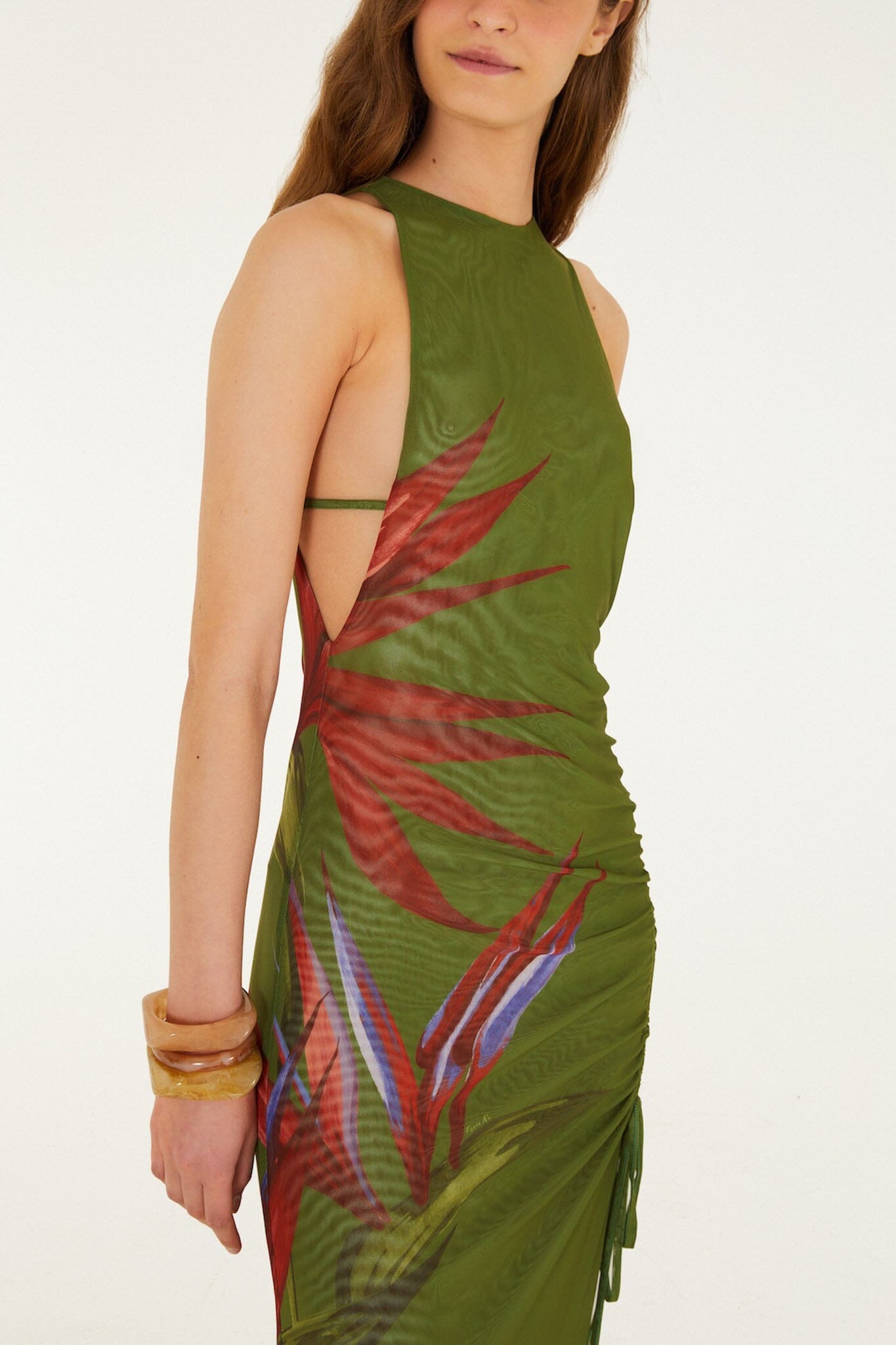FARM Rio Shop Dark Green Strelitzia Maxi Dress