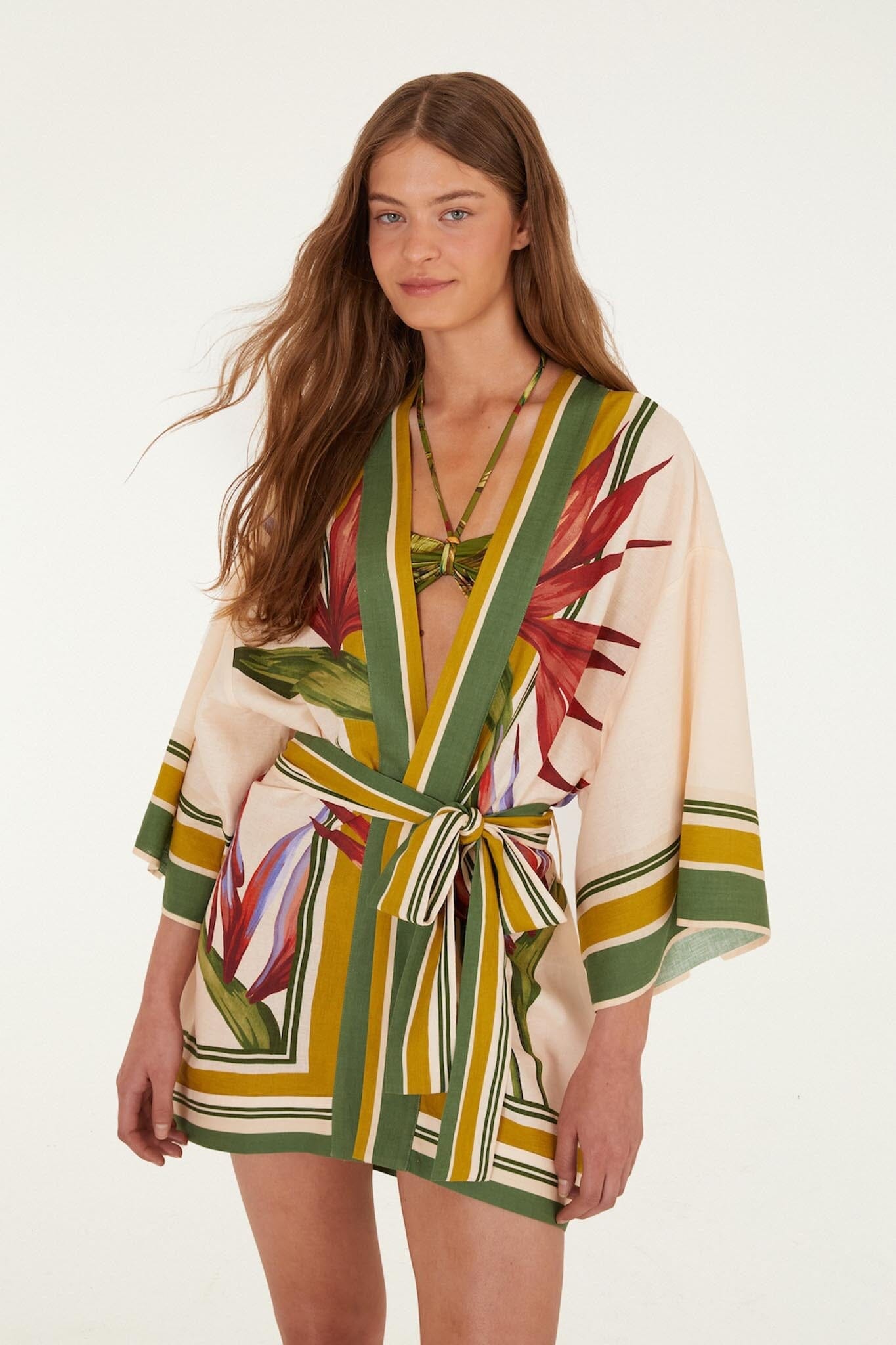 FARM Rio Shop Light Blush Strelitzia Kimono