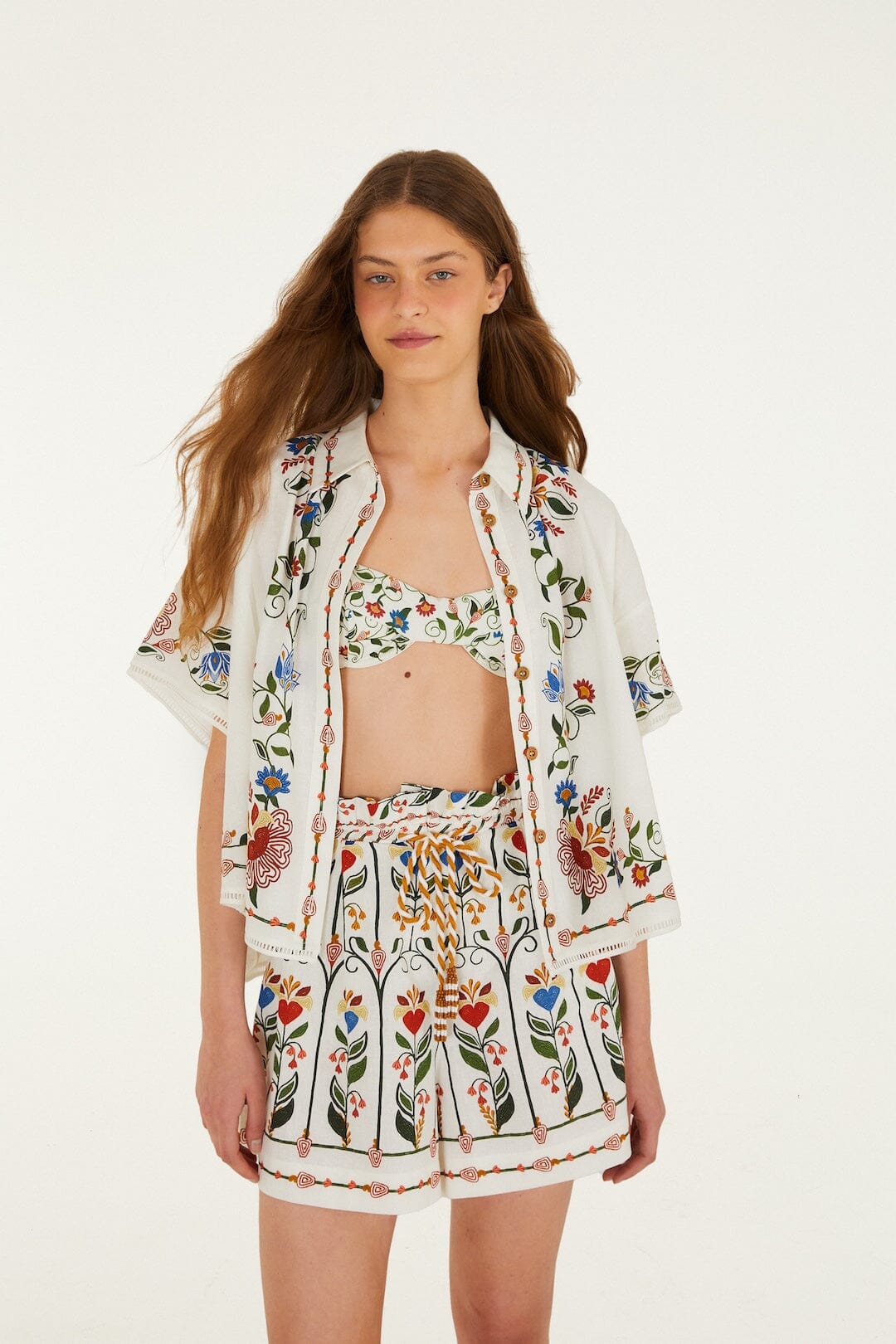 FARM Rio Shop Off-White Stitched Garden Blouse