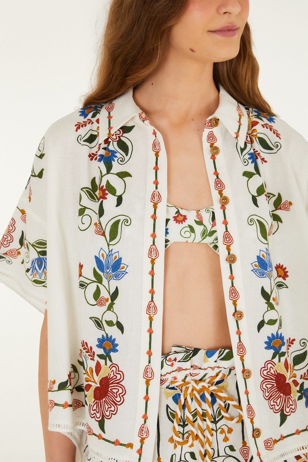 FARM Rio Shop Off-White Stitched Garden Blouse