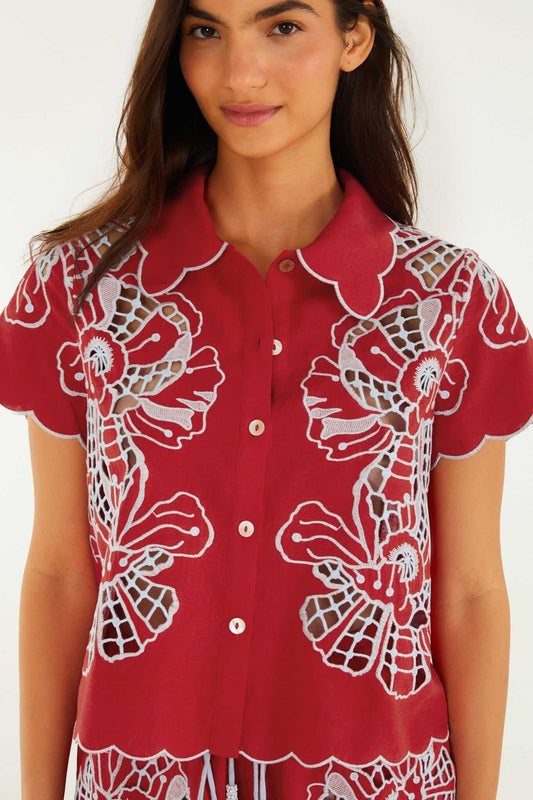 FARM Rio Shop Blouse With Embroidery And Buttons