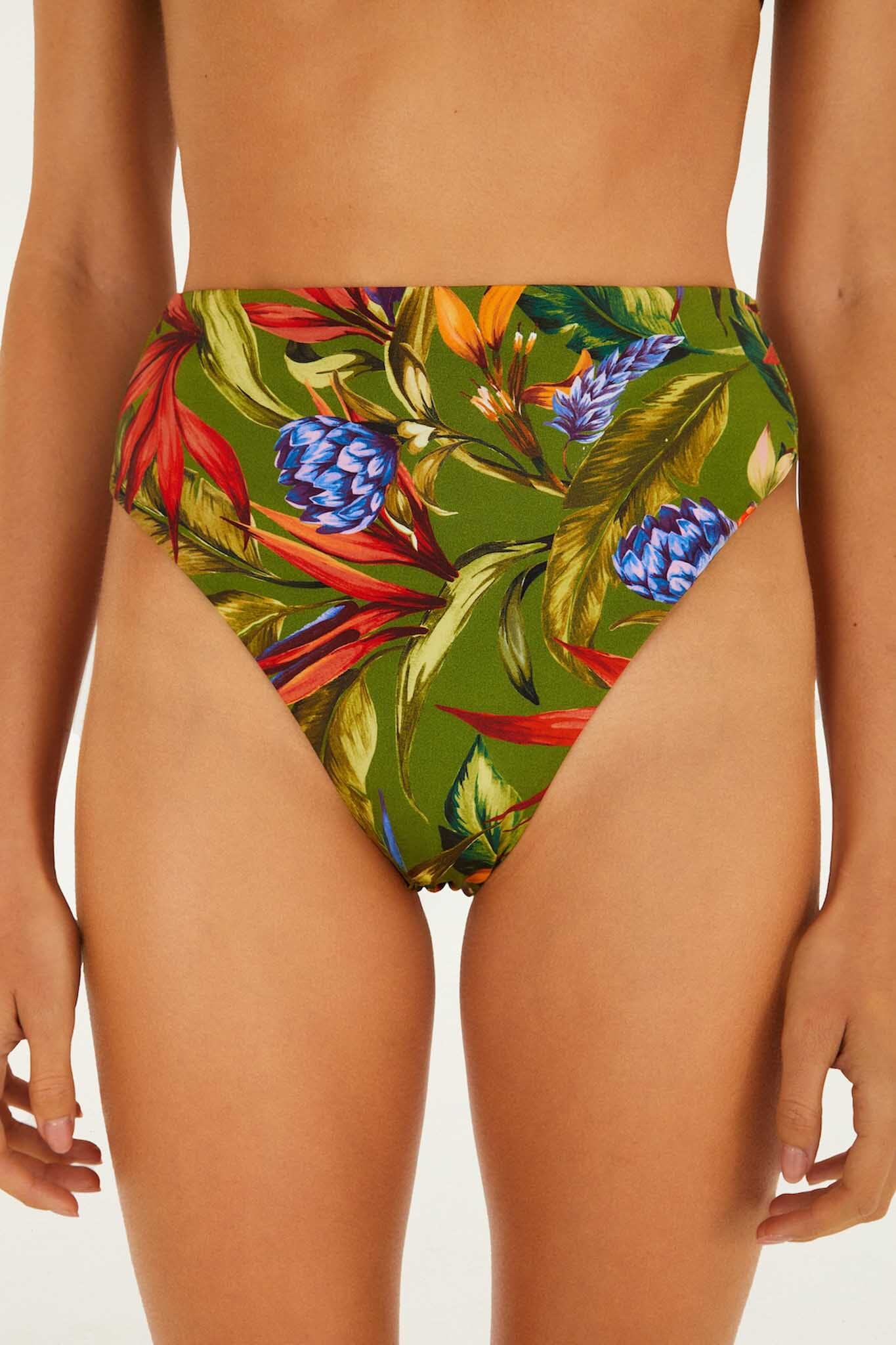 FARM Rio Shop Dark Green Strelitzia Hot Pants Bikini Bottom