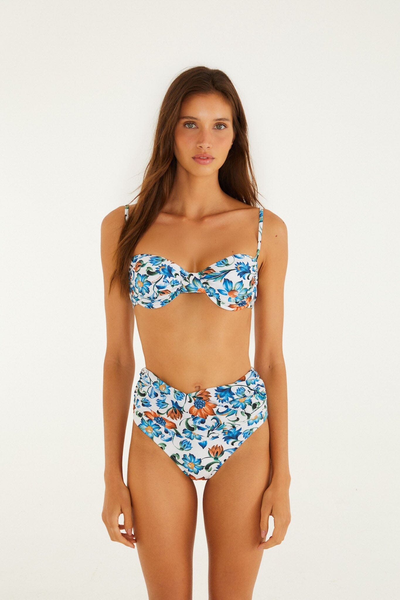FARM Rio Shop Off-White Flora Tile Underwire Bikini Top