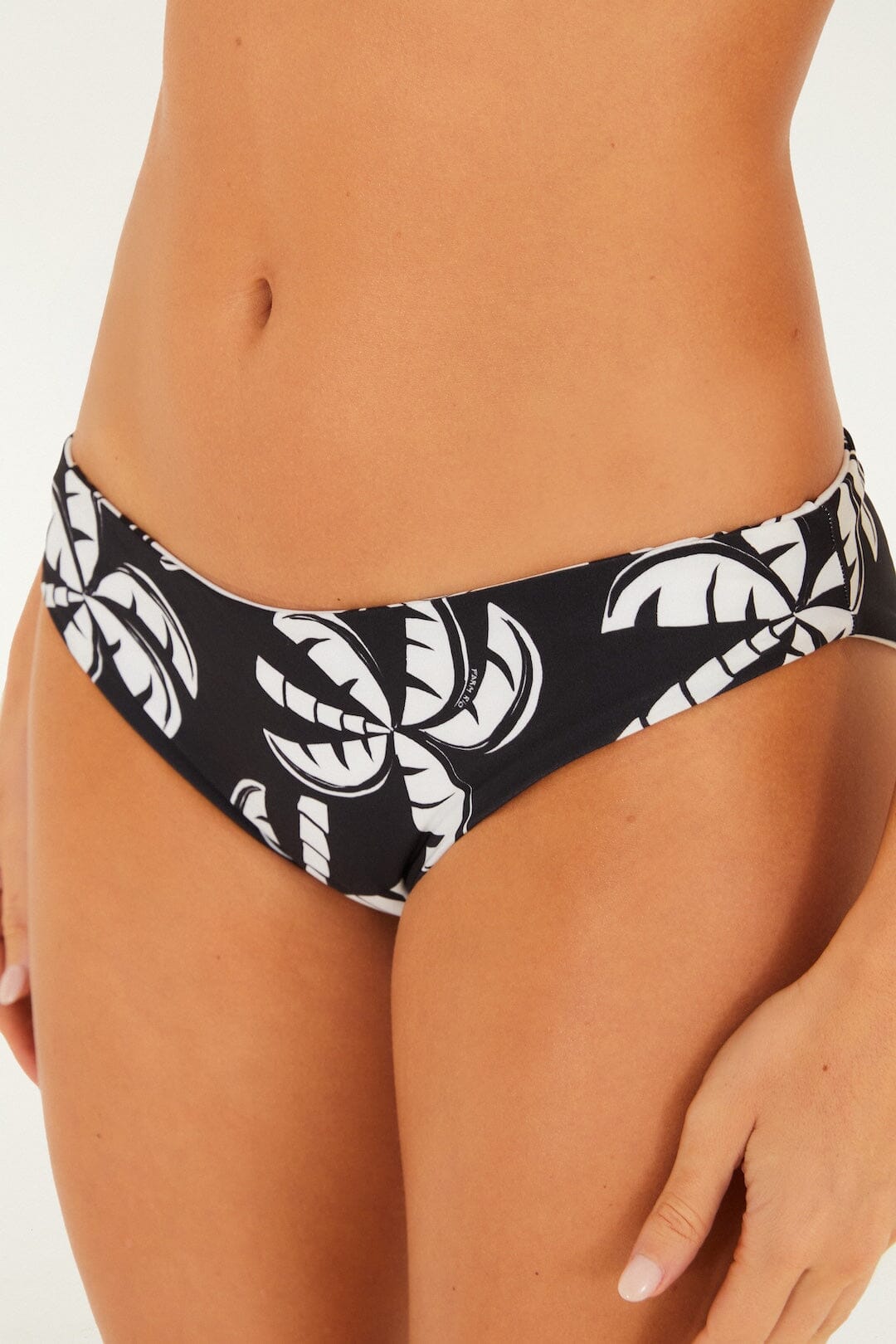 FARM Rio Shop Off-White Graphic Palms Low Waist Reversible Full Bikini Bottom