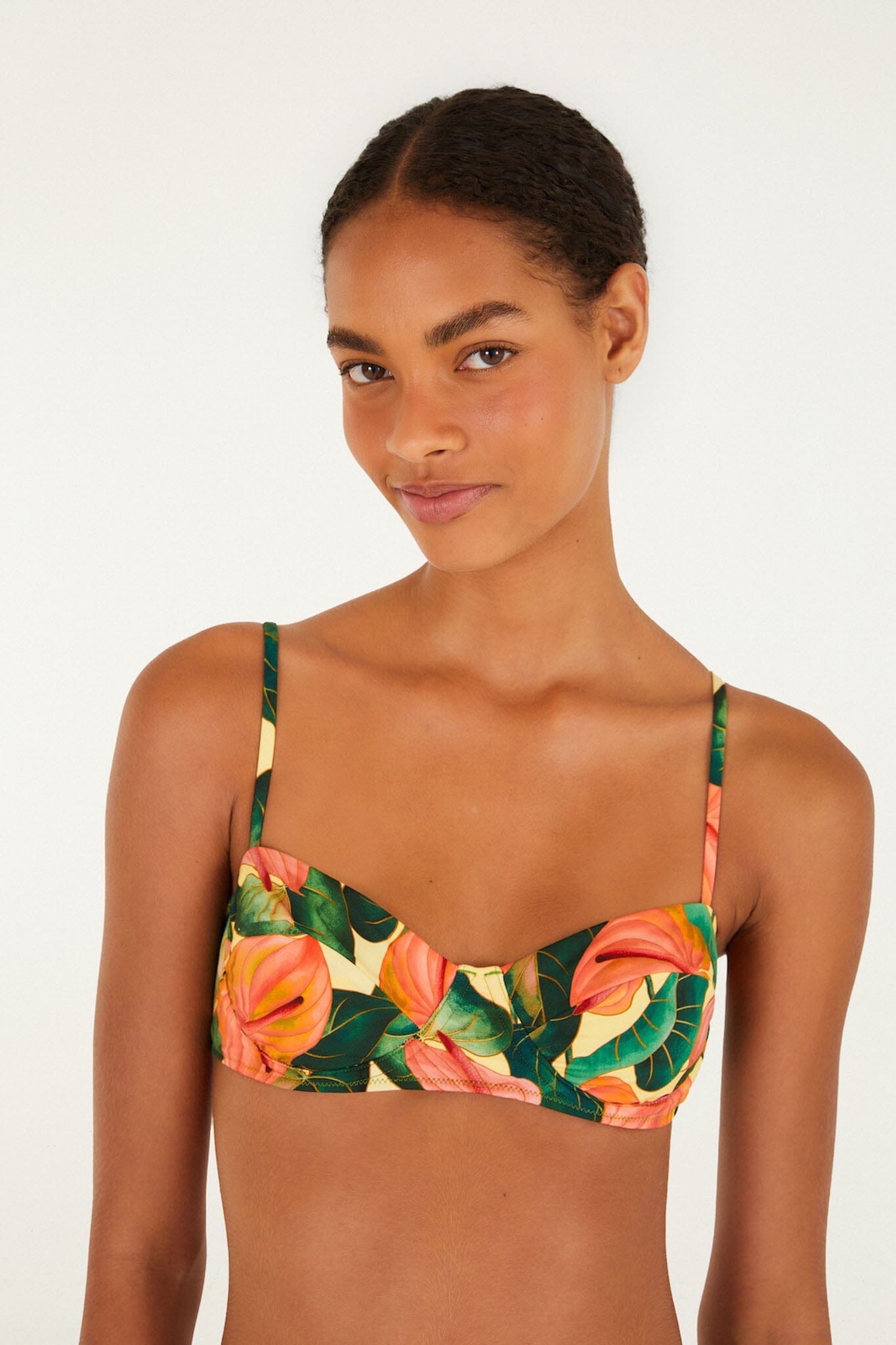 FARM Rio Shop Golden Yellow Anthurium Underwire Bikini Top