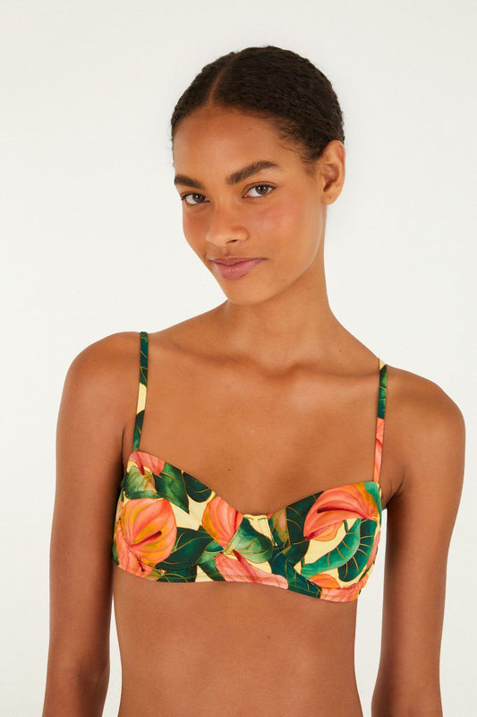 FARM Rio Shop Golden Yellow Anthurium Underwire Bikini Top