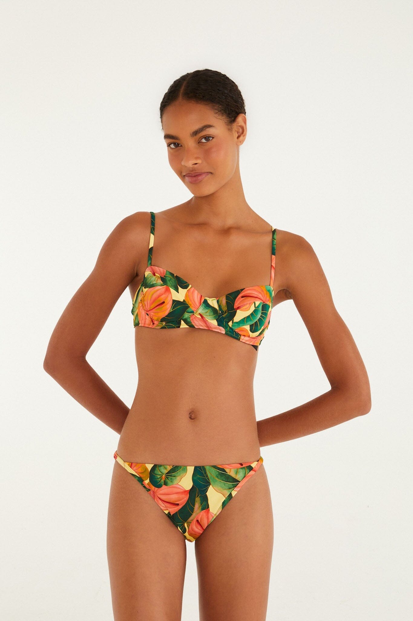 FARM Rio Shop Golden Yellow Anthurium Underwire Bikini Top