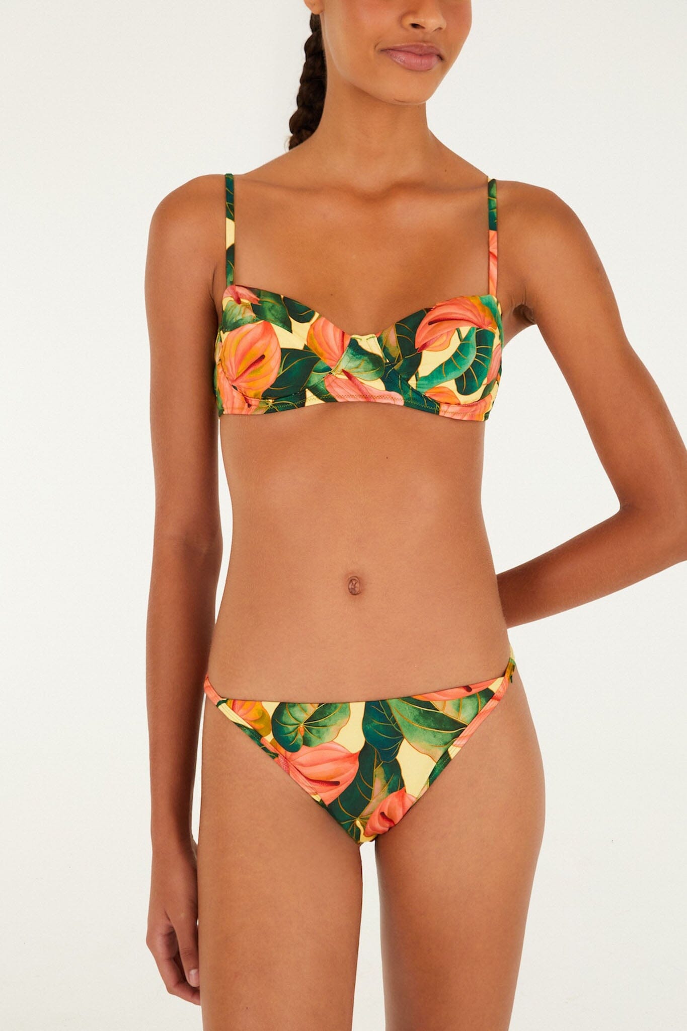 FARM Rio Shop Golden Yellow Anthurium Underwire Bikini Top