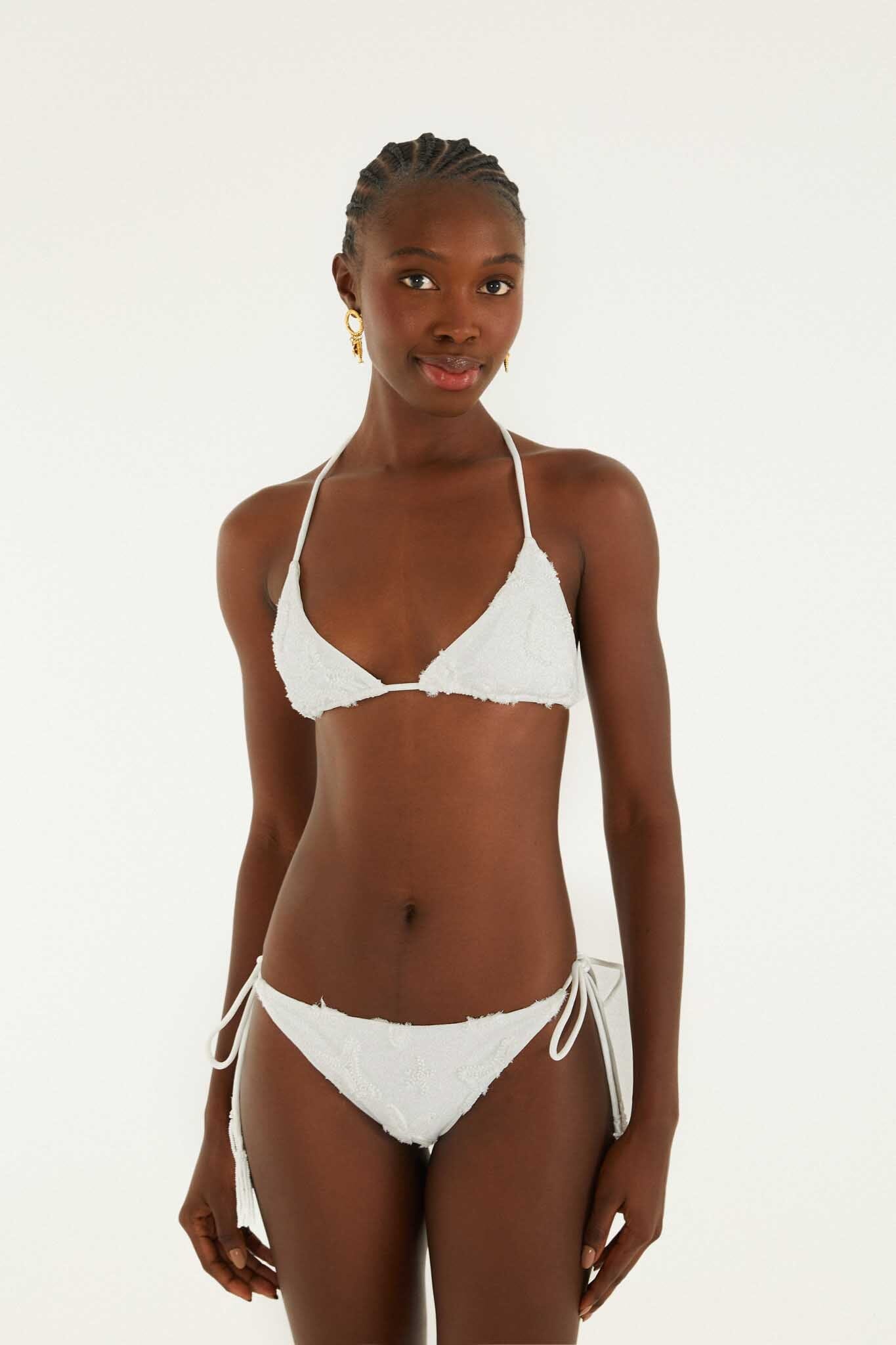 FARM Rio Shop White Beaded Side Ties Bikini Bottom