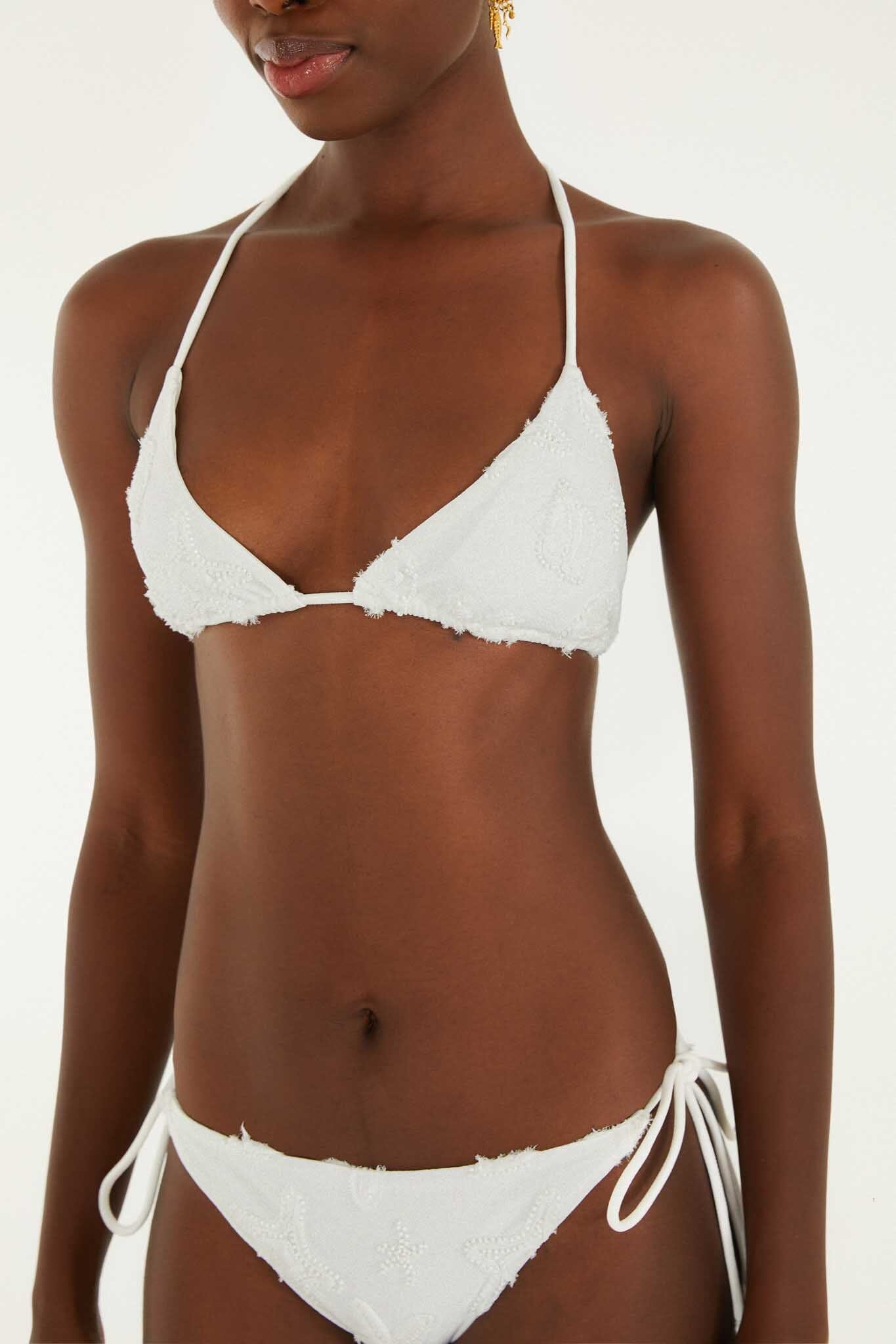 FARM Rio Shop White Beaded Side Ties Bikini Bottom