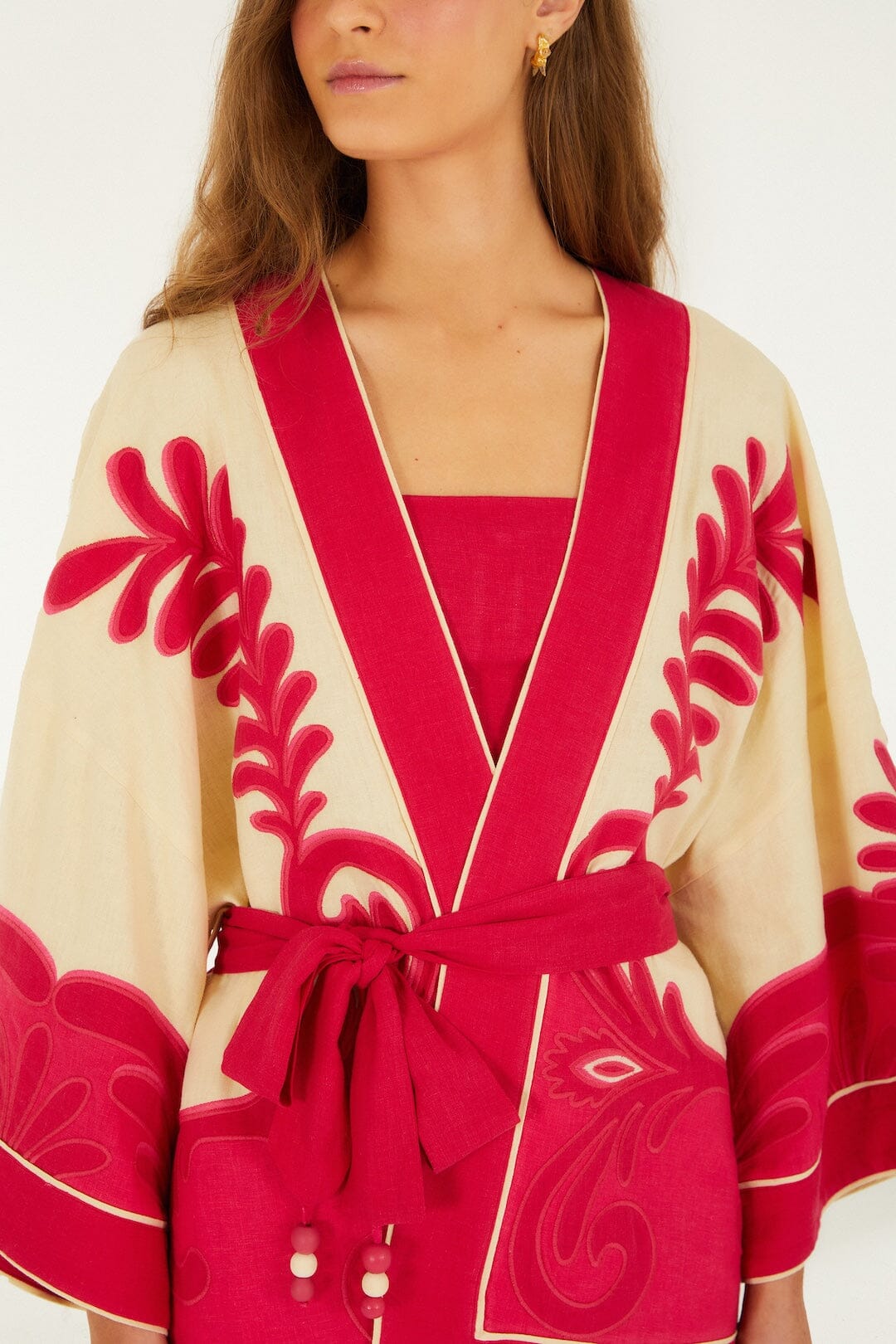 FARM Rio Shop Pink Spring Arabesc Cutwork Lenzing Ecovero Euroflax Kimono