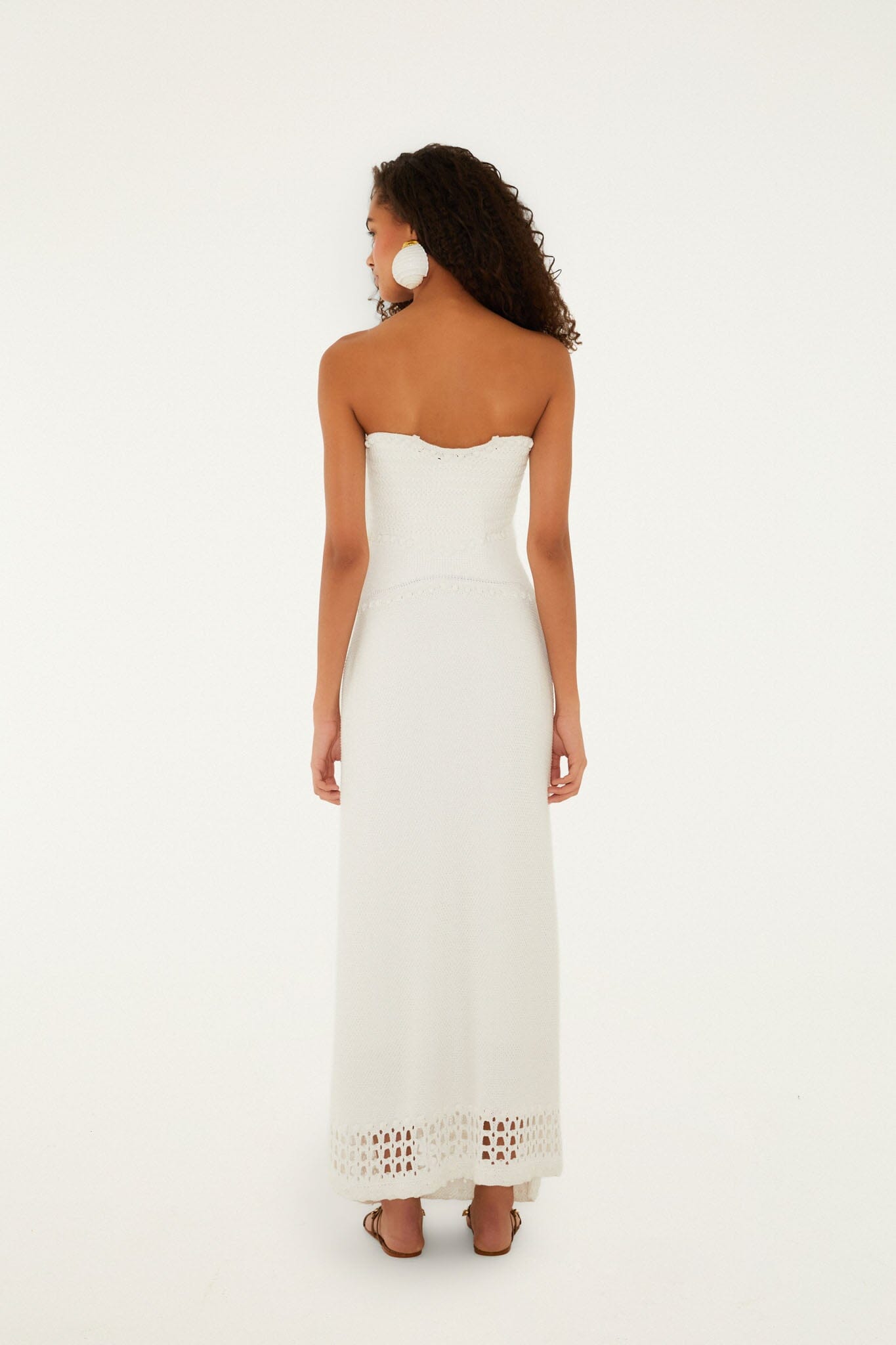 FARM Rio Shop Off-White Palm Tree Knit Midi Dress