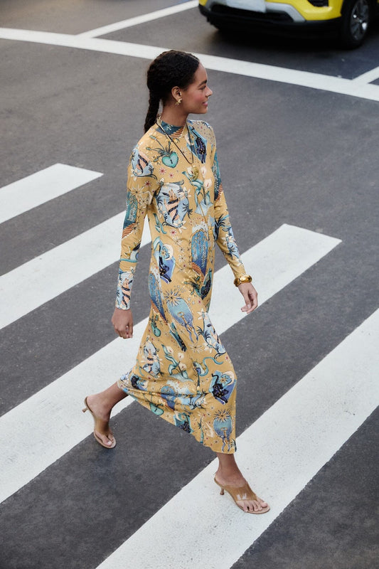 FARM Rio Shop Sand Mystical Long Sleeve Maxi Dress