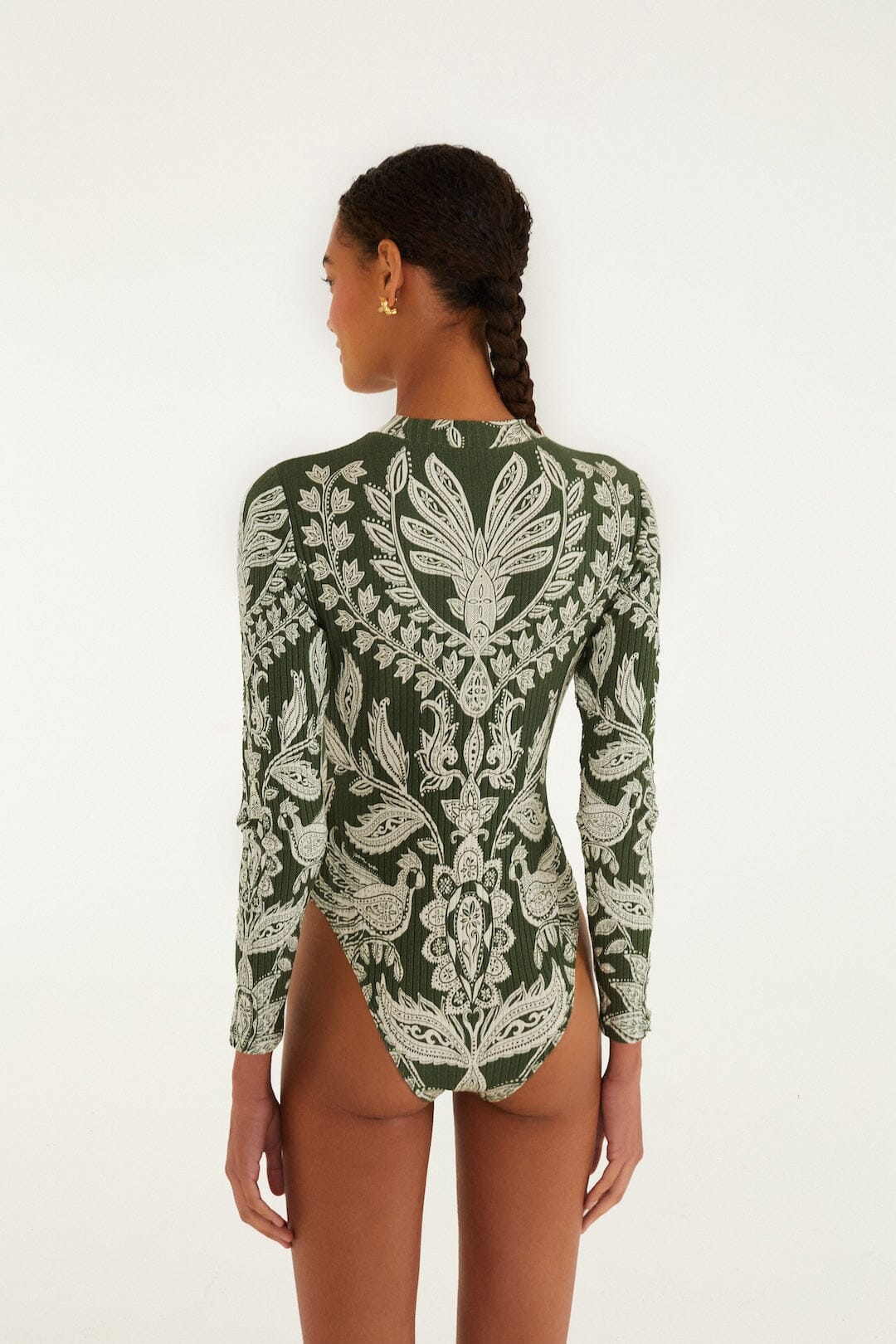 FARM Rio Shop Dark Green Miranda Long Sleeve Bodysuit