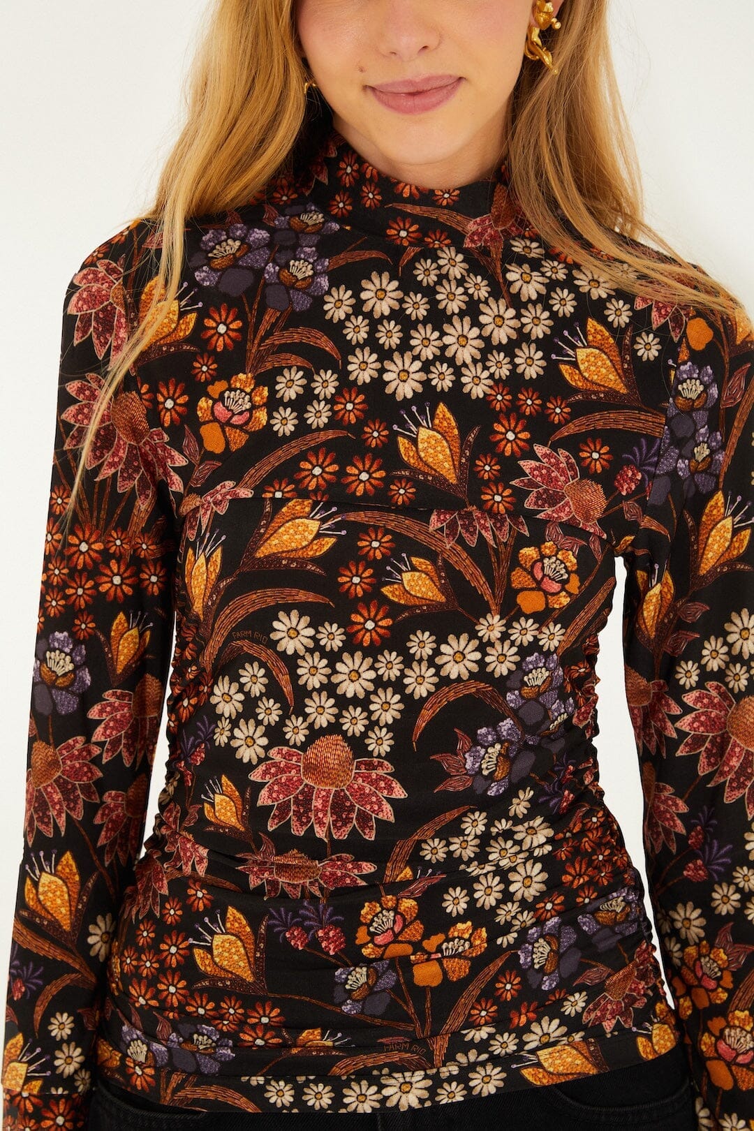 FARM Rio Sale Black Lili Jersey Blouse