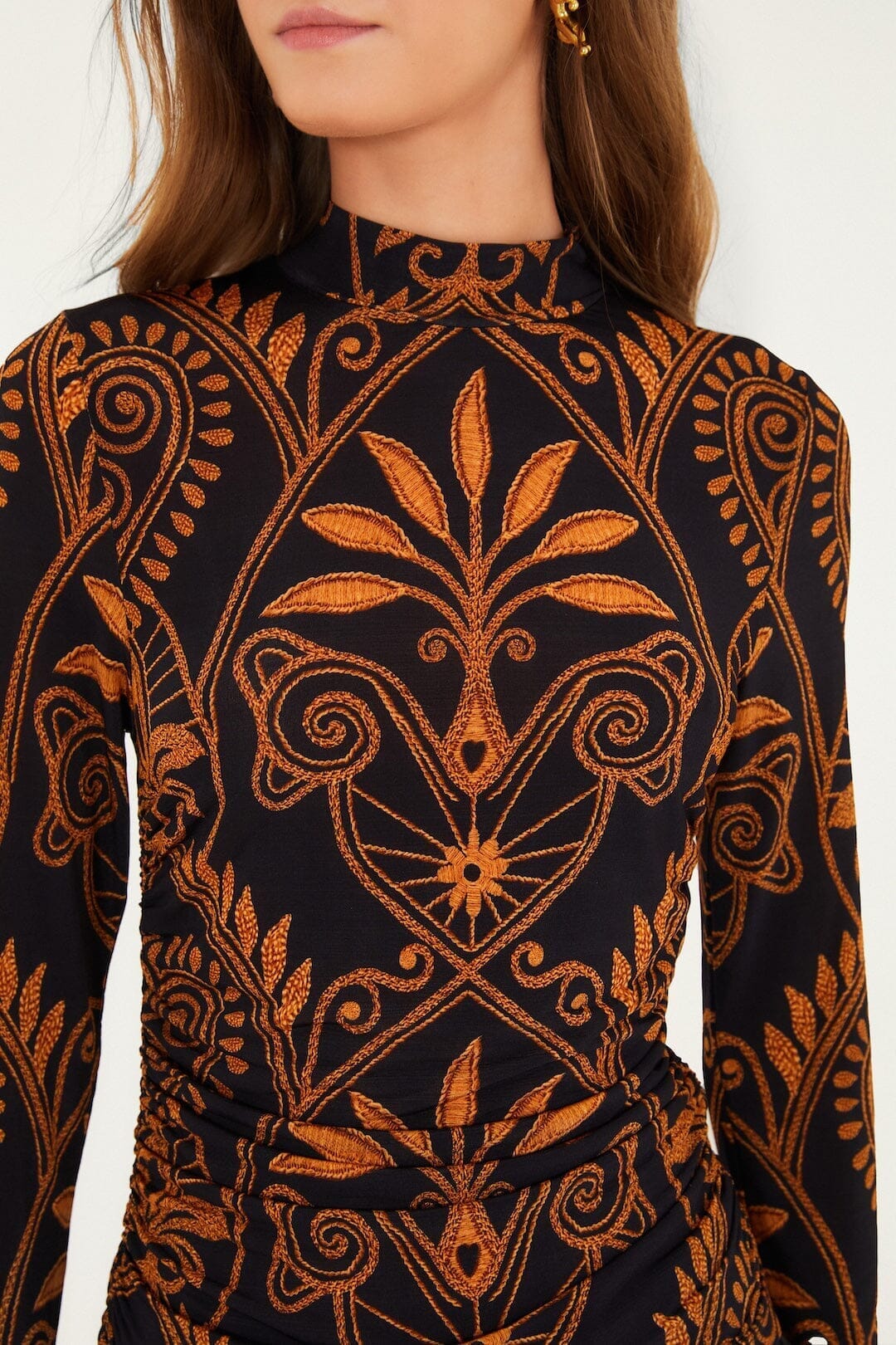 FARM Rio Sale Black Cornely Ainika Ruched Waist Jersey Blouse