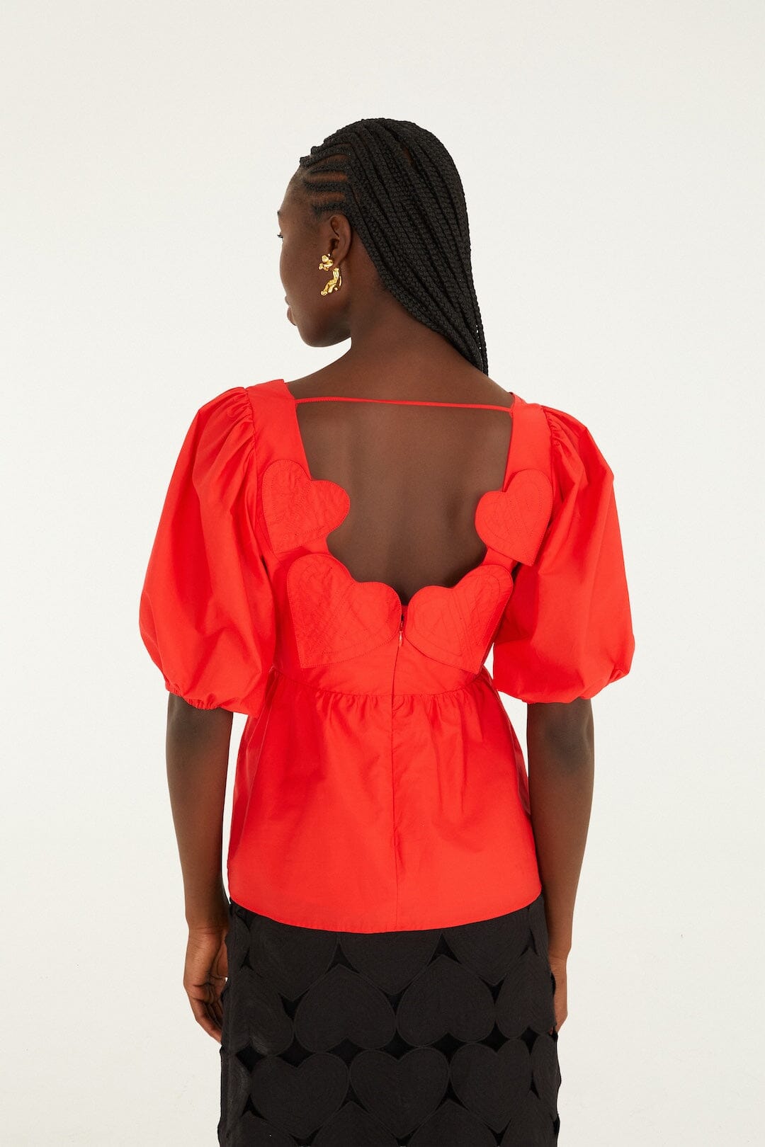 FARM Rio Sale Red Heart Short Sleeve Organic Cotton Blouse