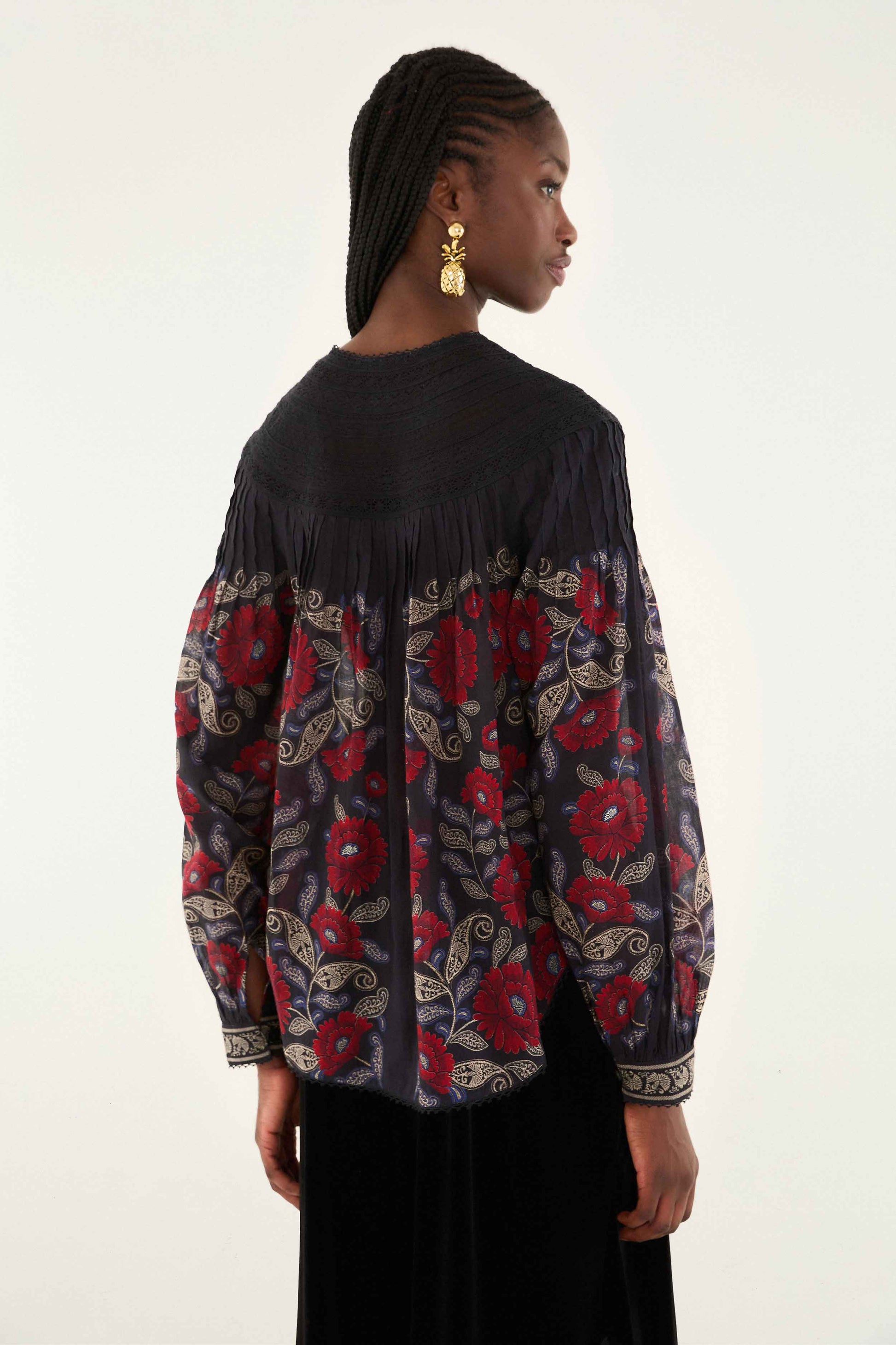 FARM Rio Sale Black Valentina Long Sleeve Blouse