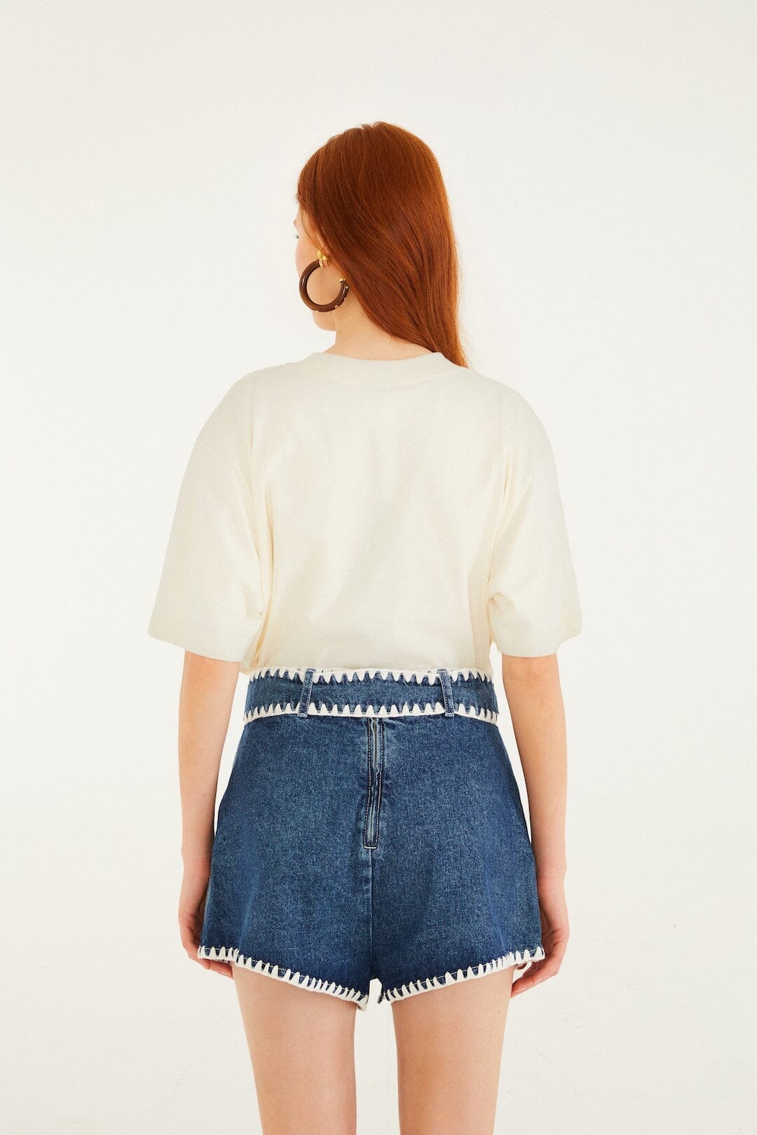 FARM Rio Sale by Type Denim Crochet Embroidery Belted Shorts