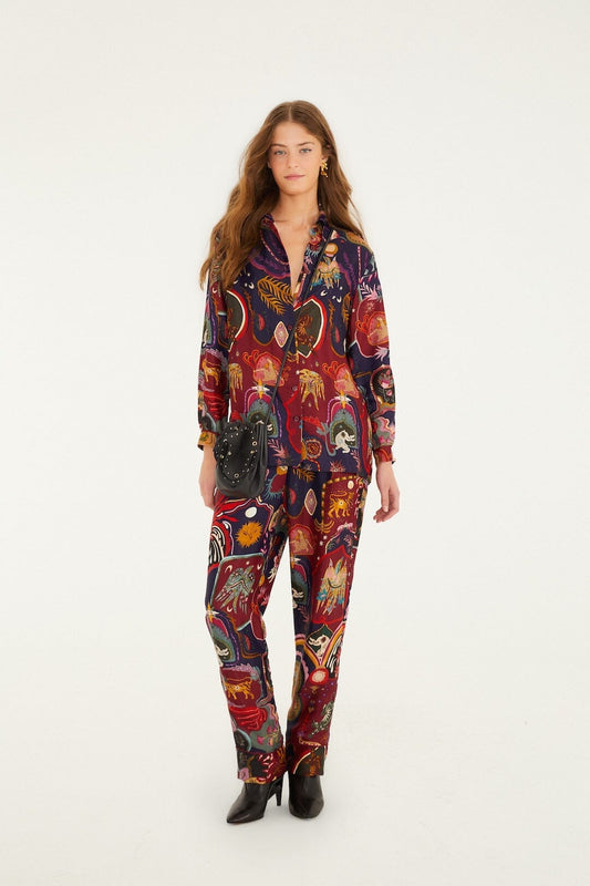 FARM Rio Sale by Type Multicolor Artsy Surreal Land Lenzing Ecovero Viscose Pants