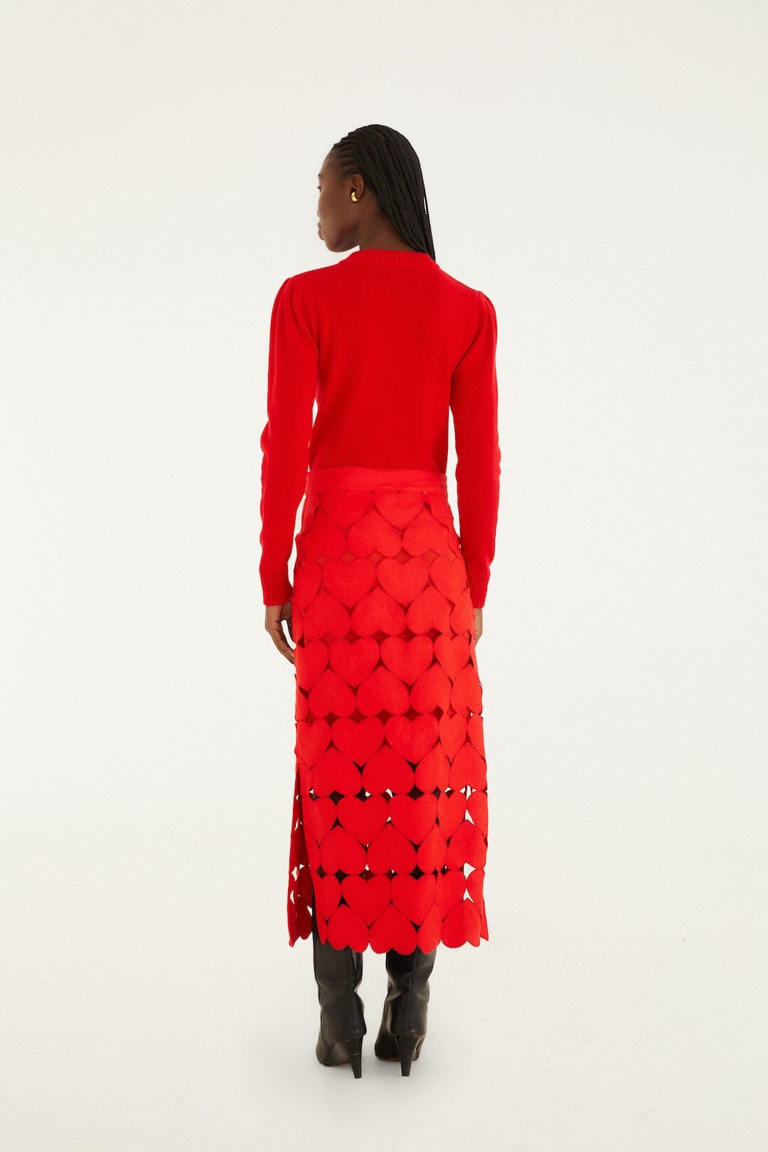 FARM Rio Sale by Type Red Hearts Euroflax Premium Linen Midi Skirt