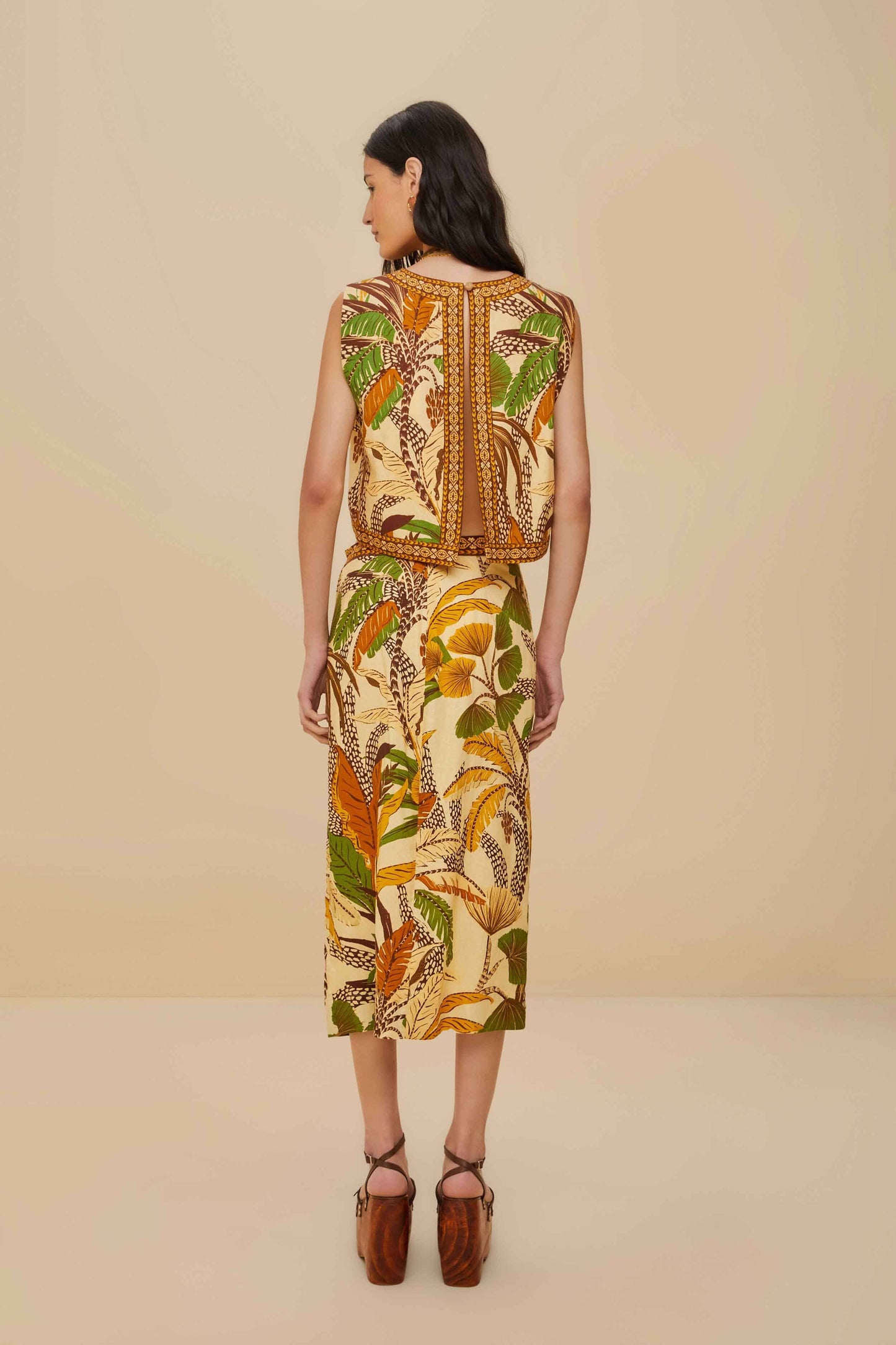 FARM Rio Sale by Type|Shop Sand Foliage Sketch LENZING™ ECOVERO™ Euroflax™ Midi Skirt