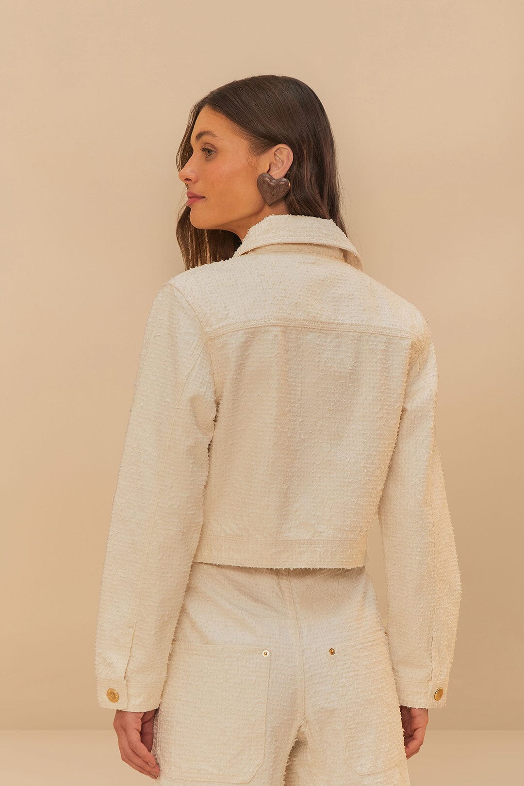 FARM Rio Sale by Type Off-White Twill Laser Crop Jacket