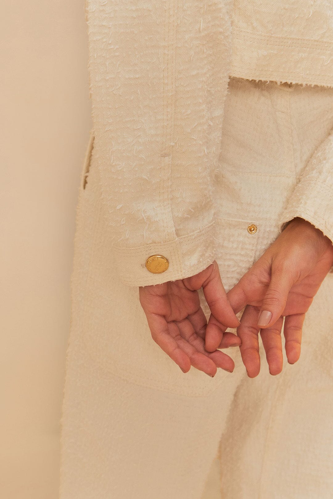FARM Rio Sale by Type Off-White Twill Laser Crop Jacket