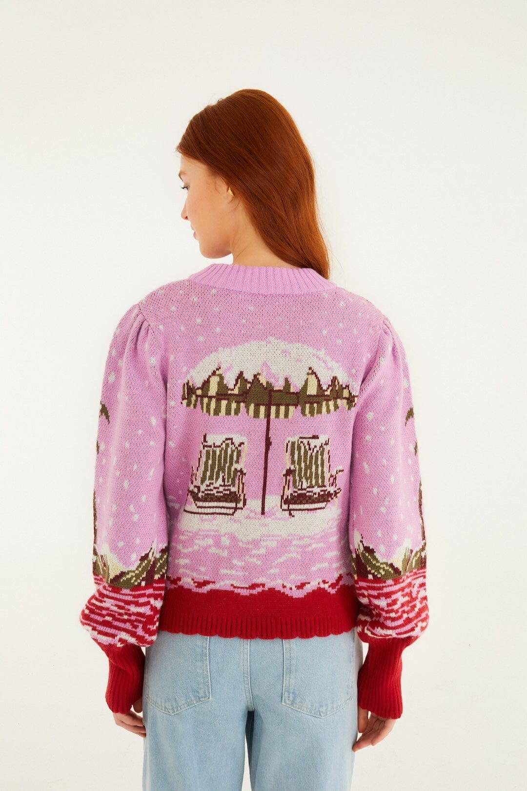 FARM Rio Sale by Type Pink From Sand To Snow Knit Sweater