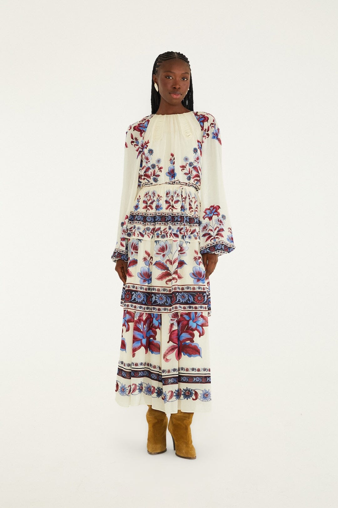 FARM Rio Sale Dresses White Malu Winter Cut-Out Long Sleeve Maxi Dress