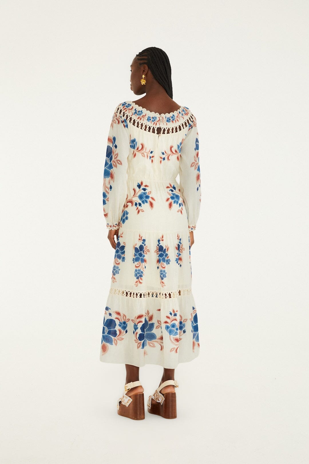 FARM Rio Sale Dresses Sand Renata Floral Drawstring Cut-Out Maxi Dress