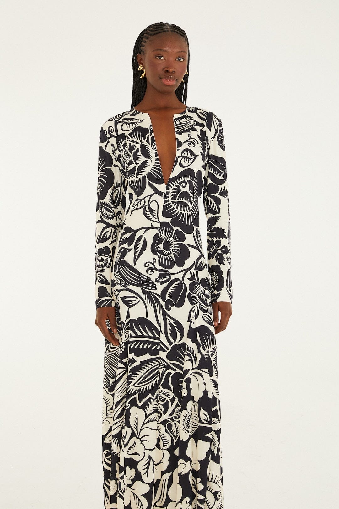 FARM Rio Sale Dresses Off-White Cashews And Birds Lenzing Ecovero Viscose Maxi Dress