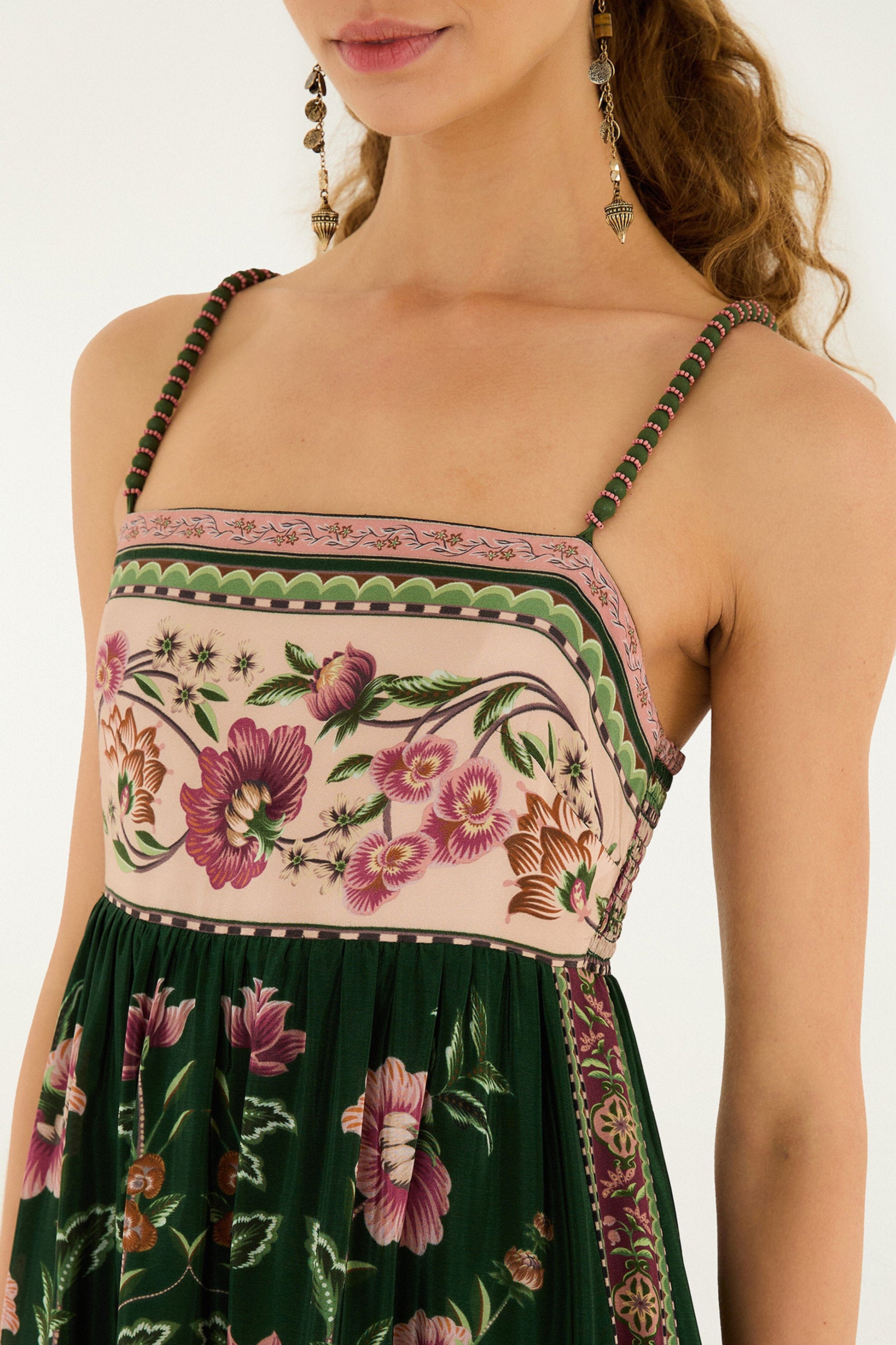 FARM Rio Sale Dresses Green Flowering Garden Tree Sleveeless Midi Dress