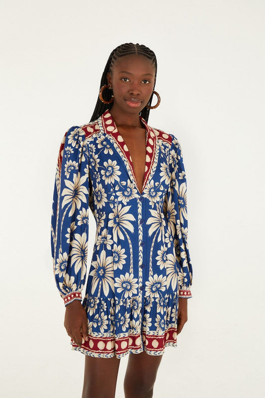 FARM Rio Sale Dresses Blue Luna Lenzing Ecovero Viscose Mini Dress