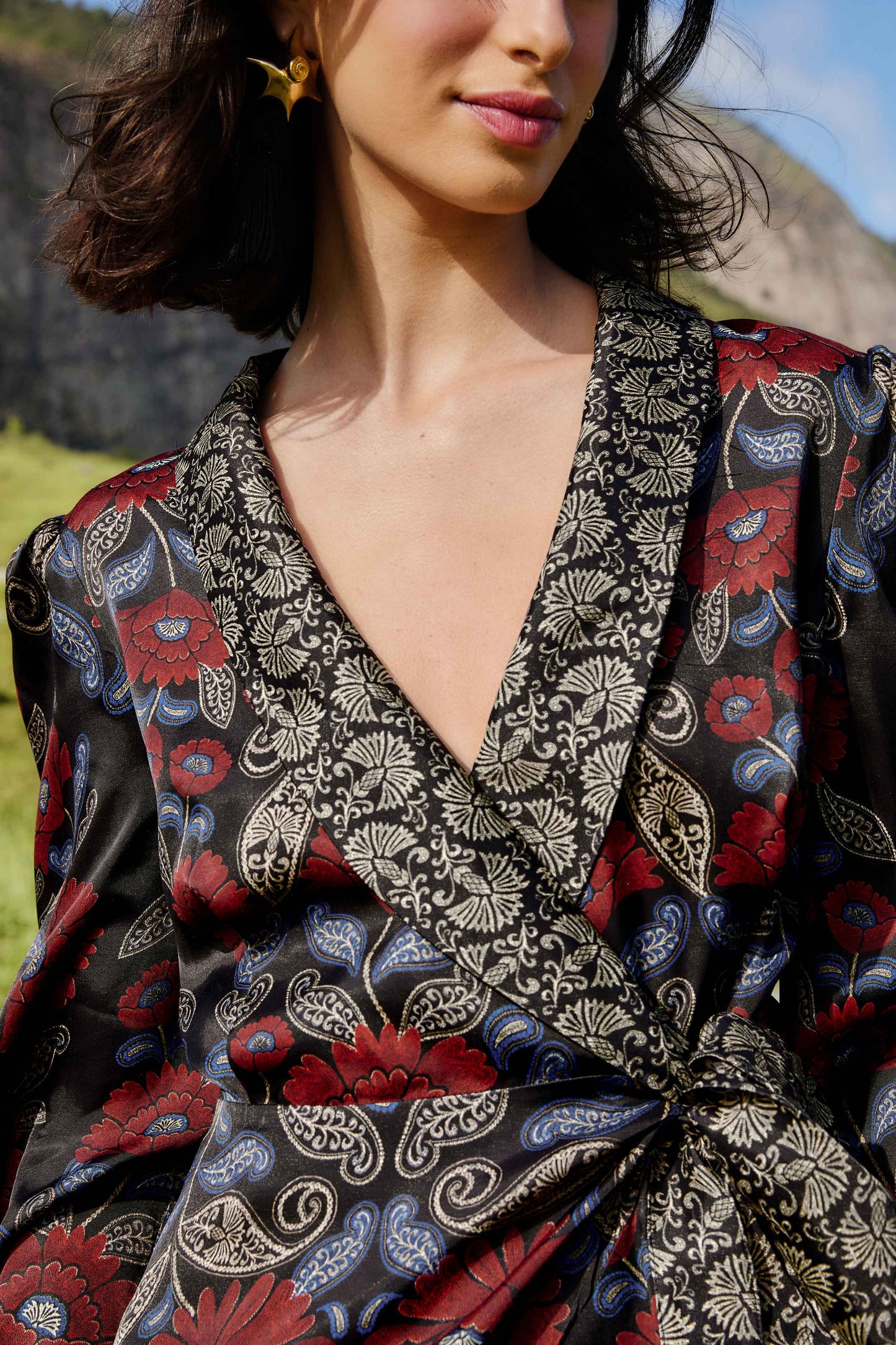FARM Rio Sale Dresses Black Valentina Wrap Lenzing Ecovero Viscose Mini Dress