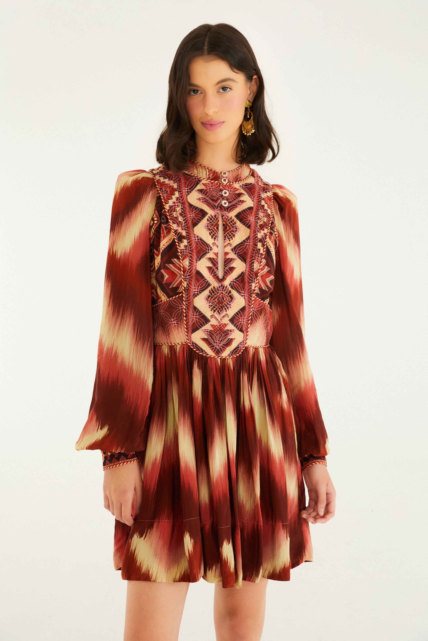 FARM Rio Sale Dresses Red Amanda Stripes Tapestry Quilted Mini Dress