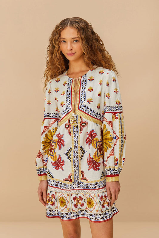 FARM Rio Sale Dresses Off-White Marys Tiles Mini Dress