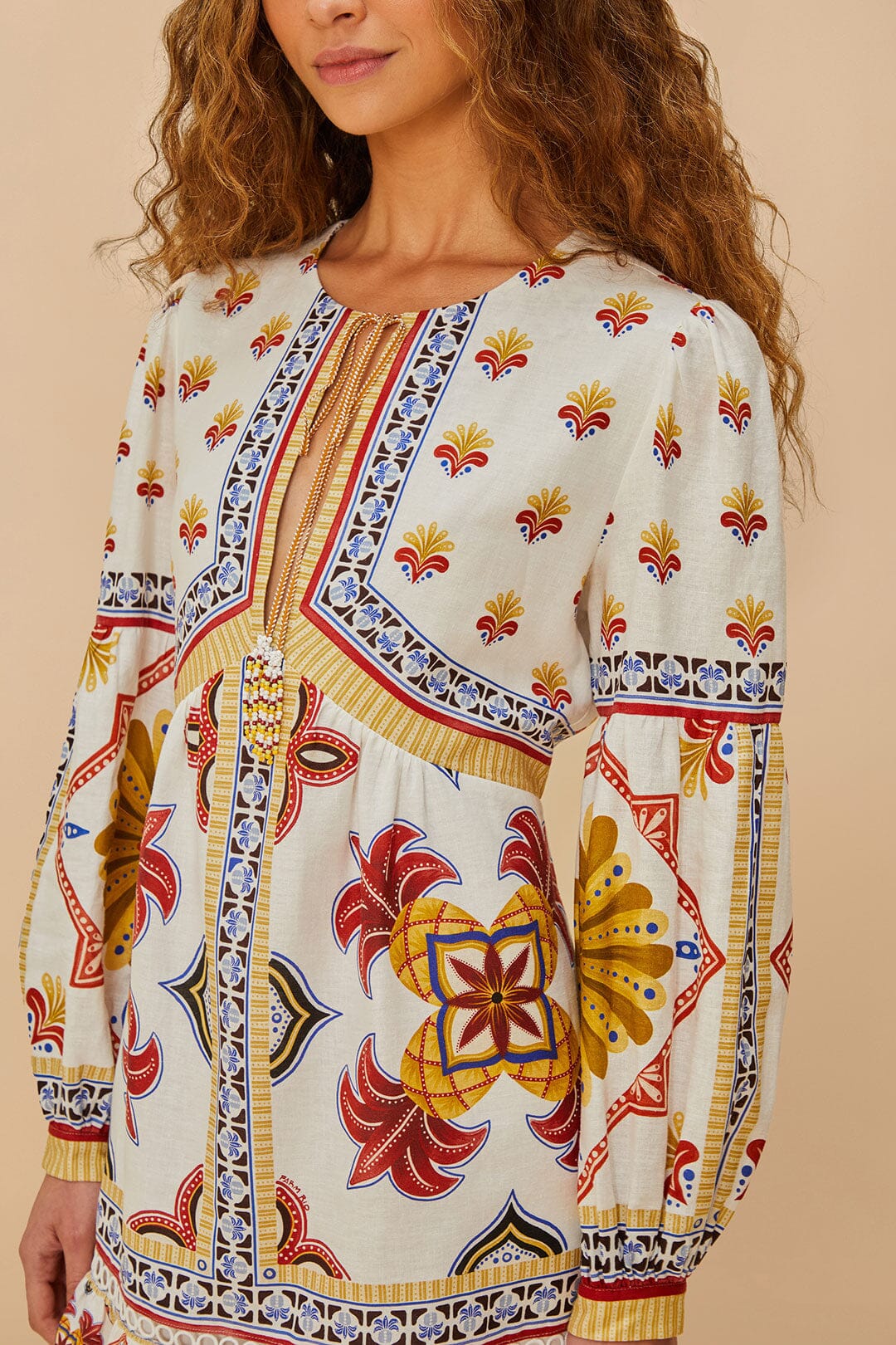 FARM Rio Sale Dresses Off-White Marys Tiles Mini Dress