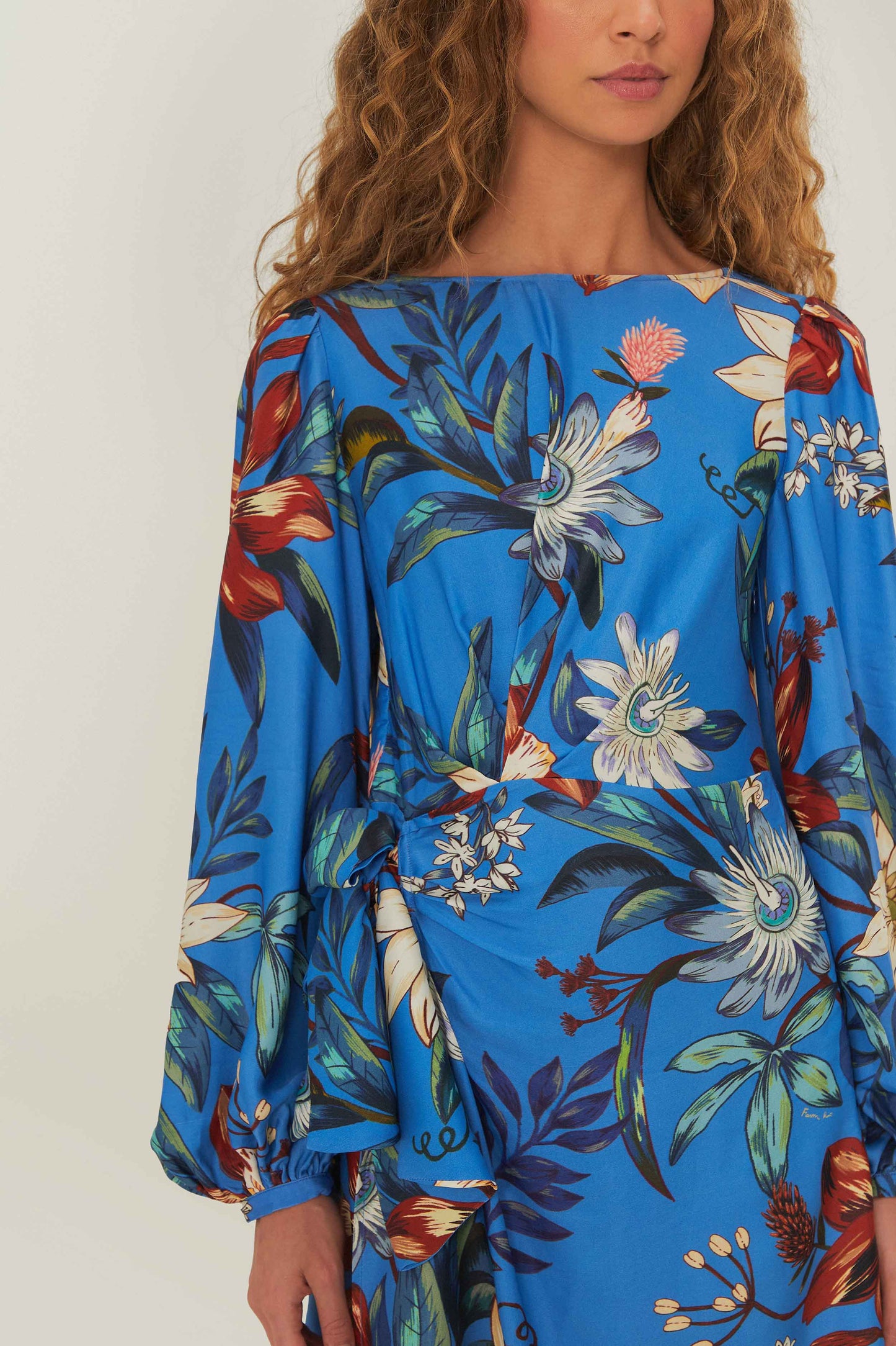 FARM Rio Sale Dresses Blue Surreal Flowers Wrap Mini Dress